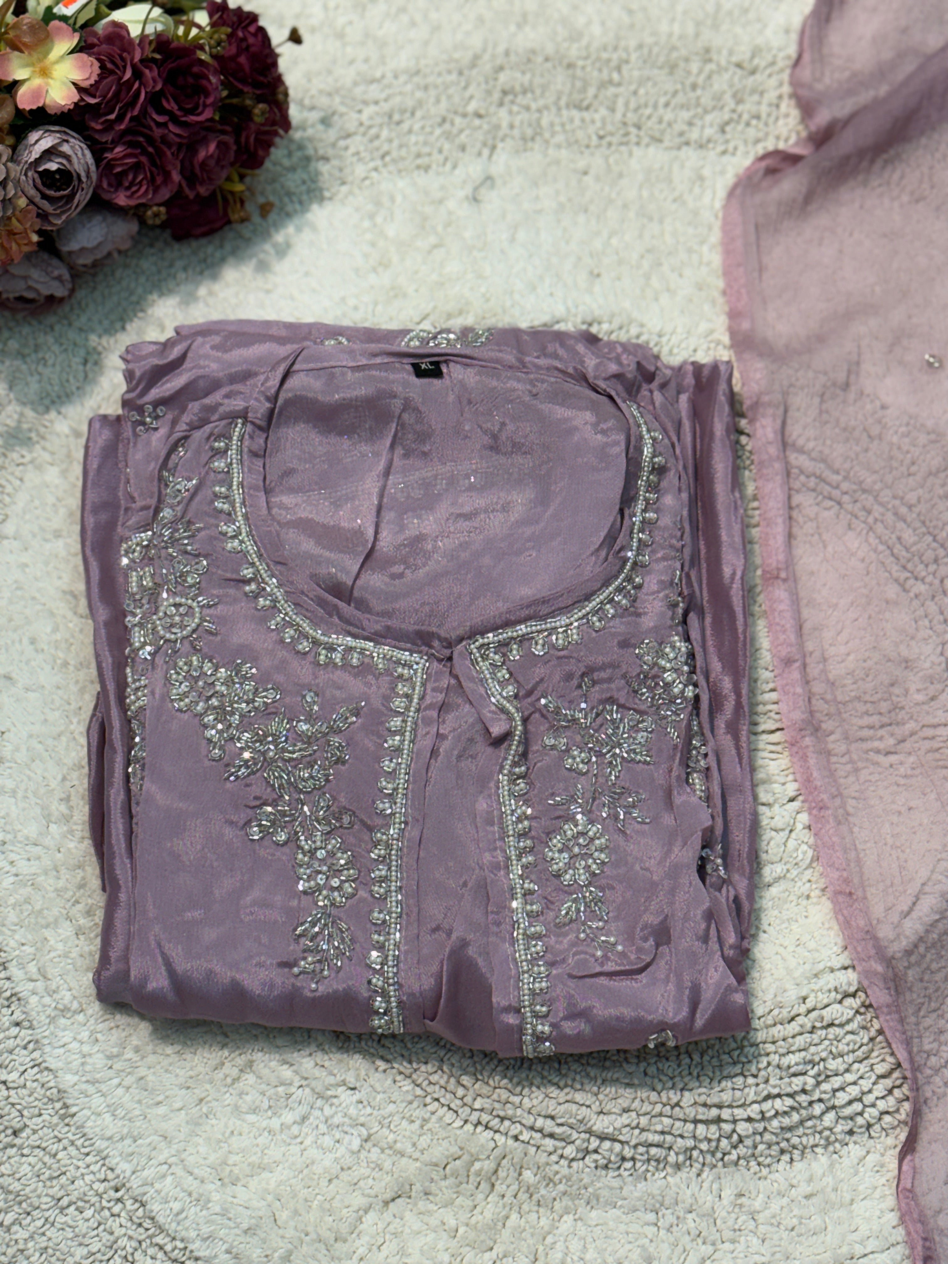 MZ281-Designer chinnon suit