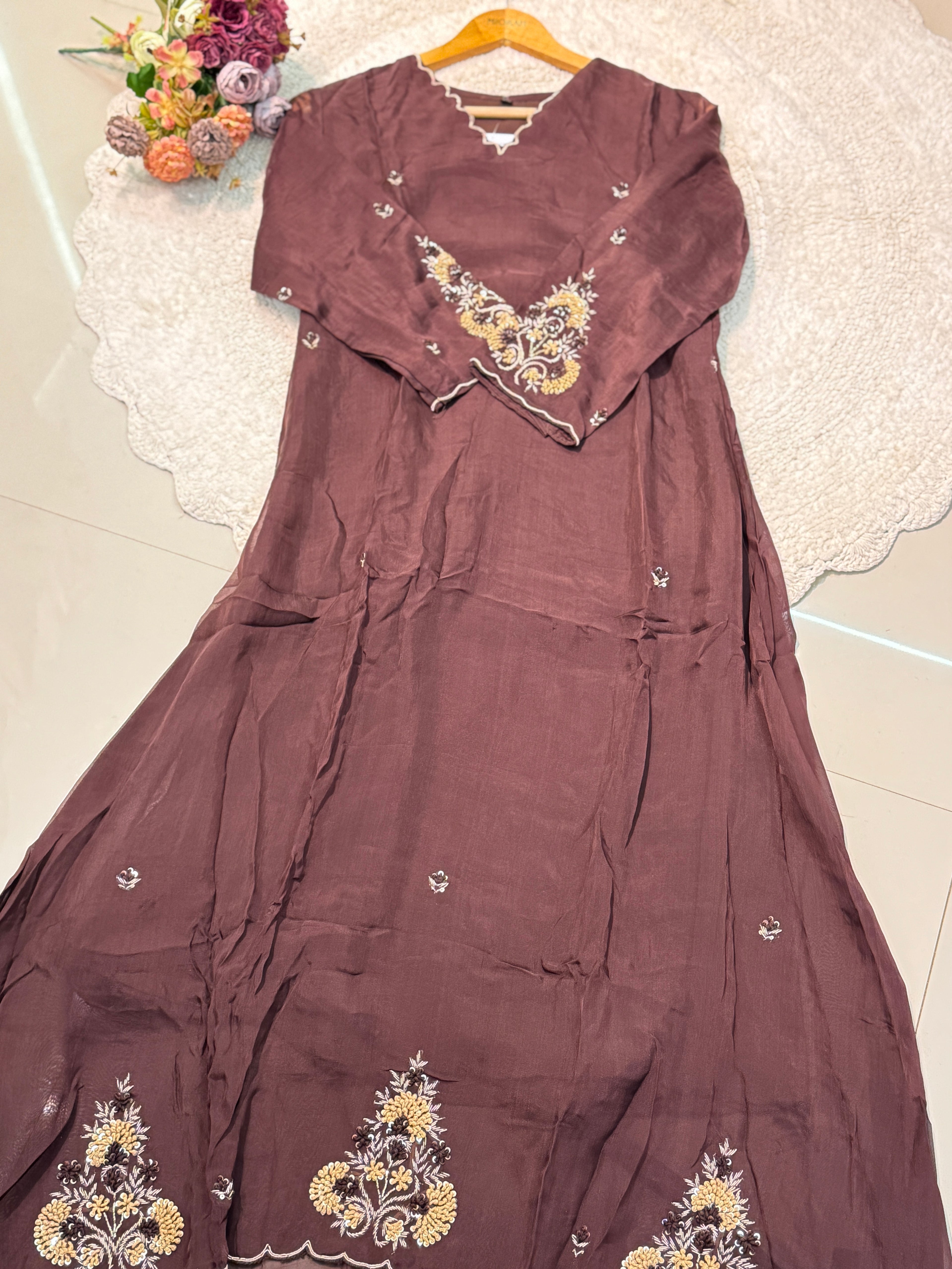 MZ278-Designer Viscos organza suit