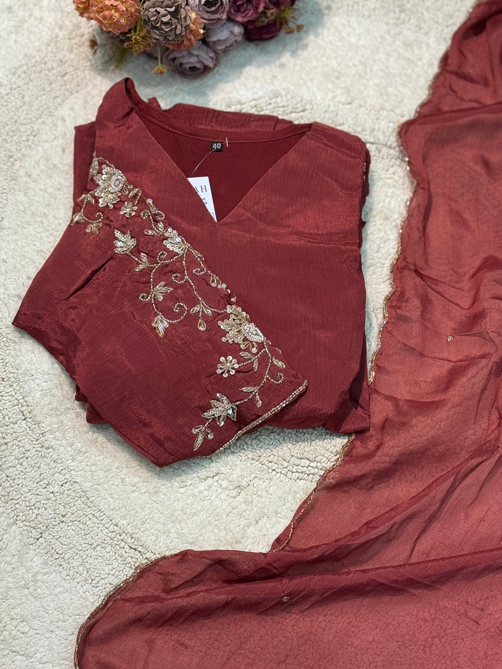 MZ282-Designer chinnon suit
