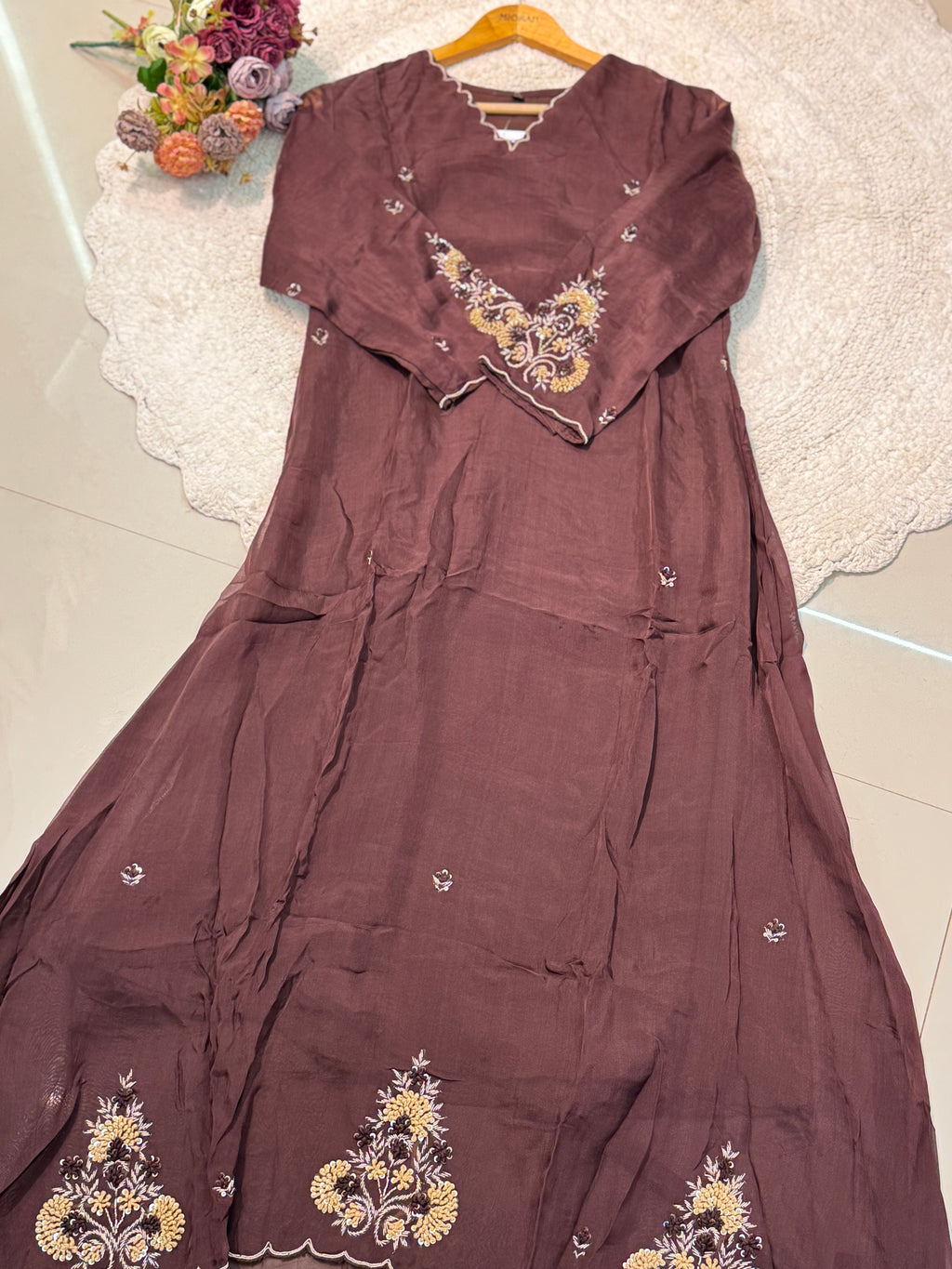 MZ278-Designer Viscos organza suit