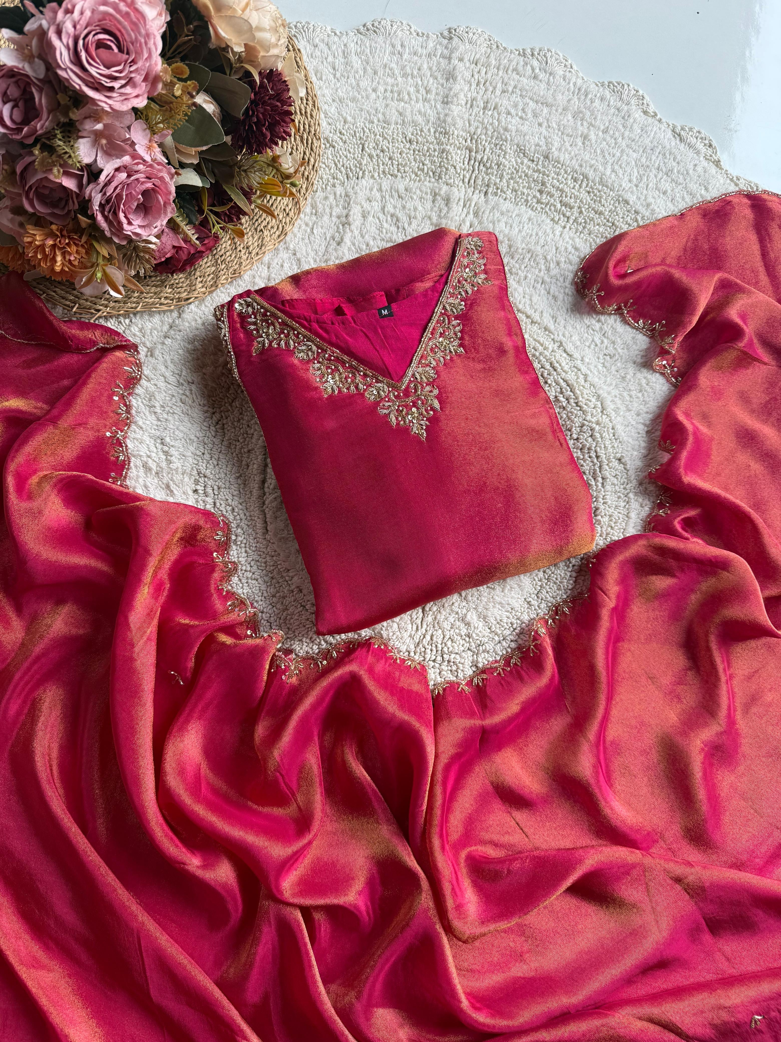 MZ2489- Designer Mulchanderi and tissue mix suit
