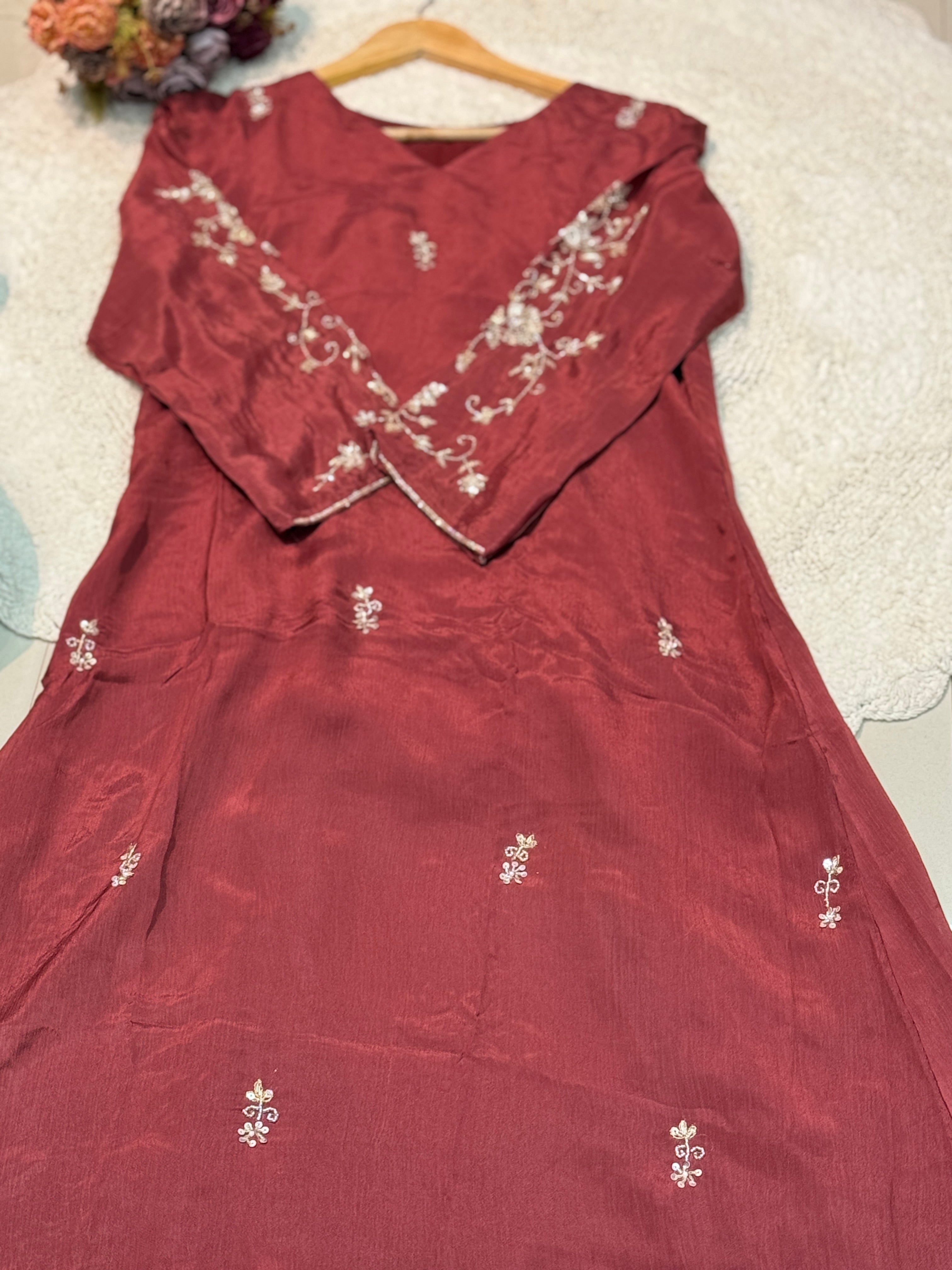 MZ282-Designer chinnon suit
