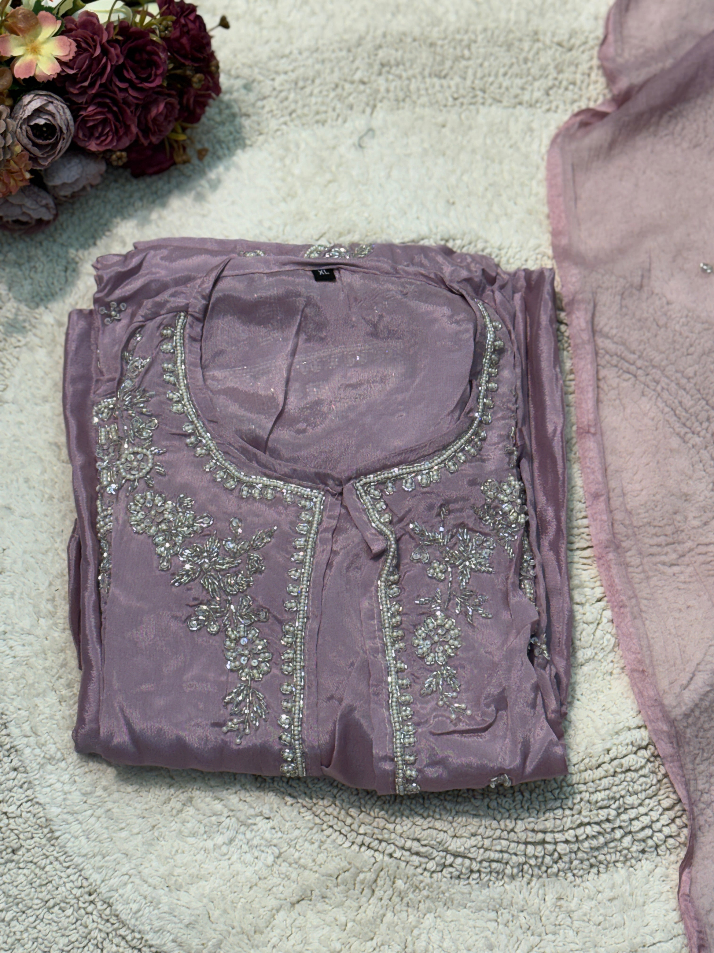 MZ281-Designer chinnon suit