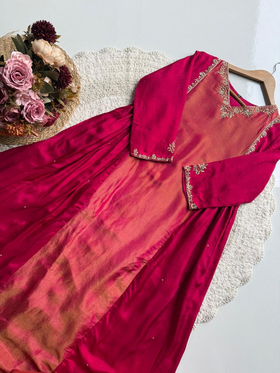 MZ2489- Designer Mulchanderi and tissue mix suit