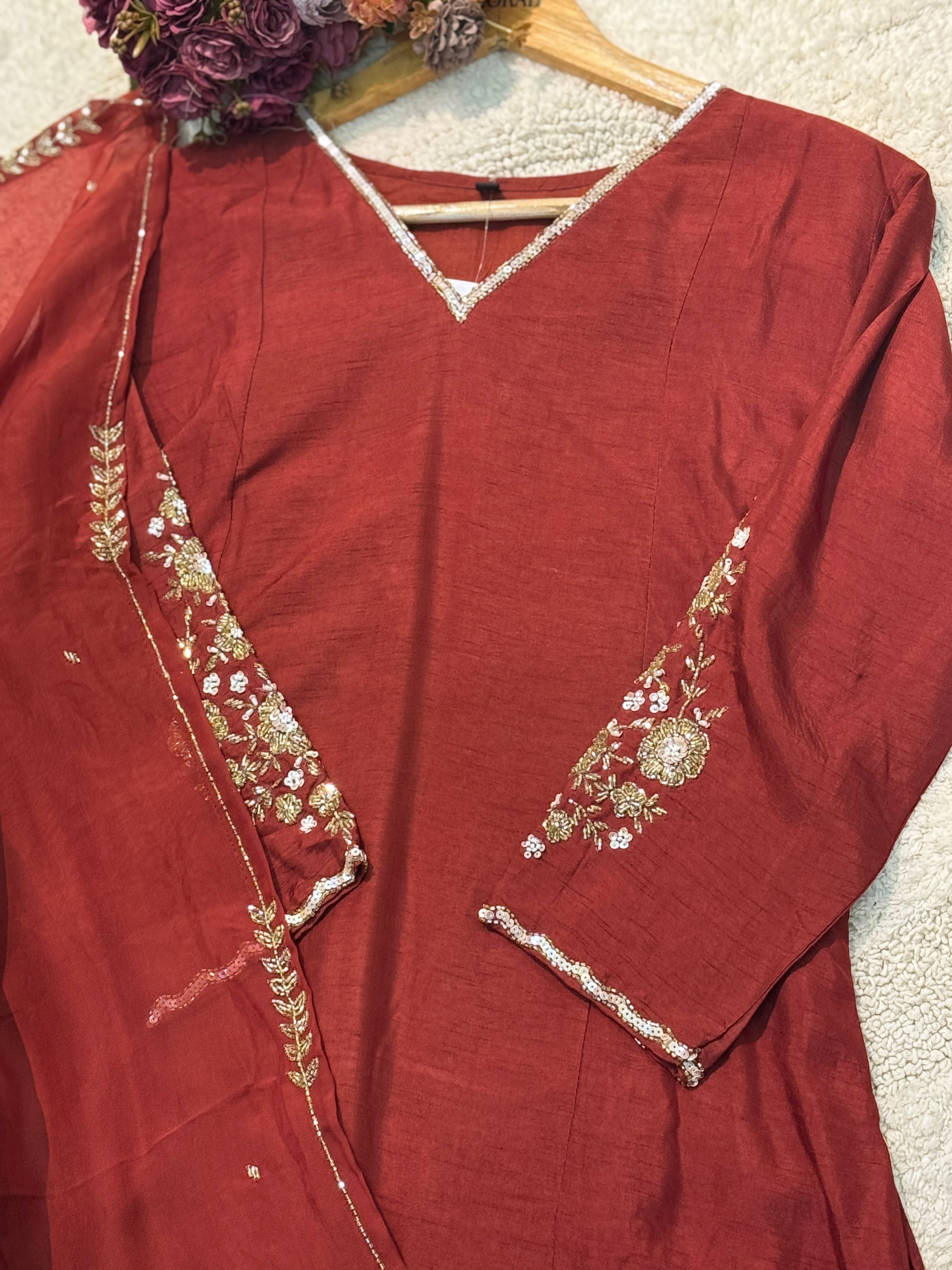 MZ273-Designer Dola silk suit