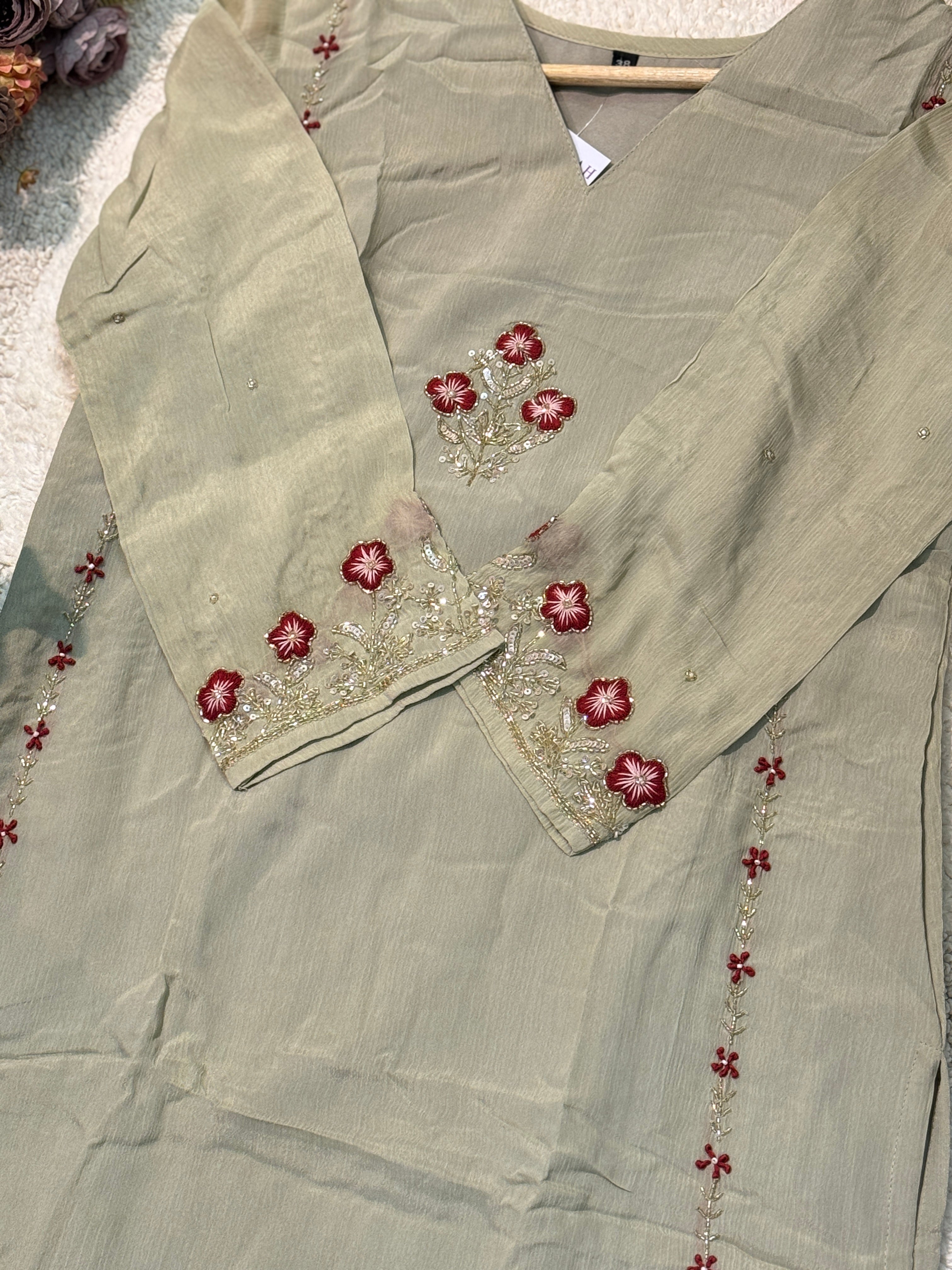 MZ257-Designer chinnon suit