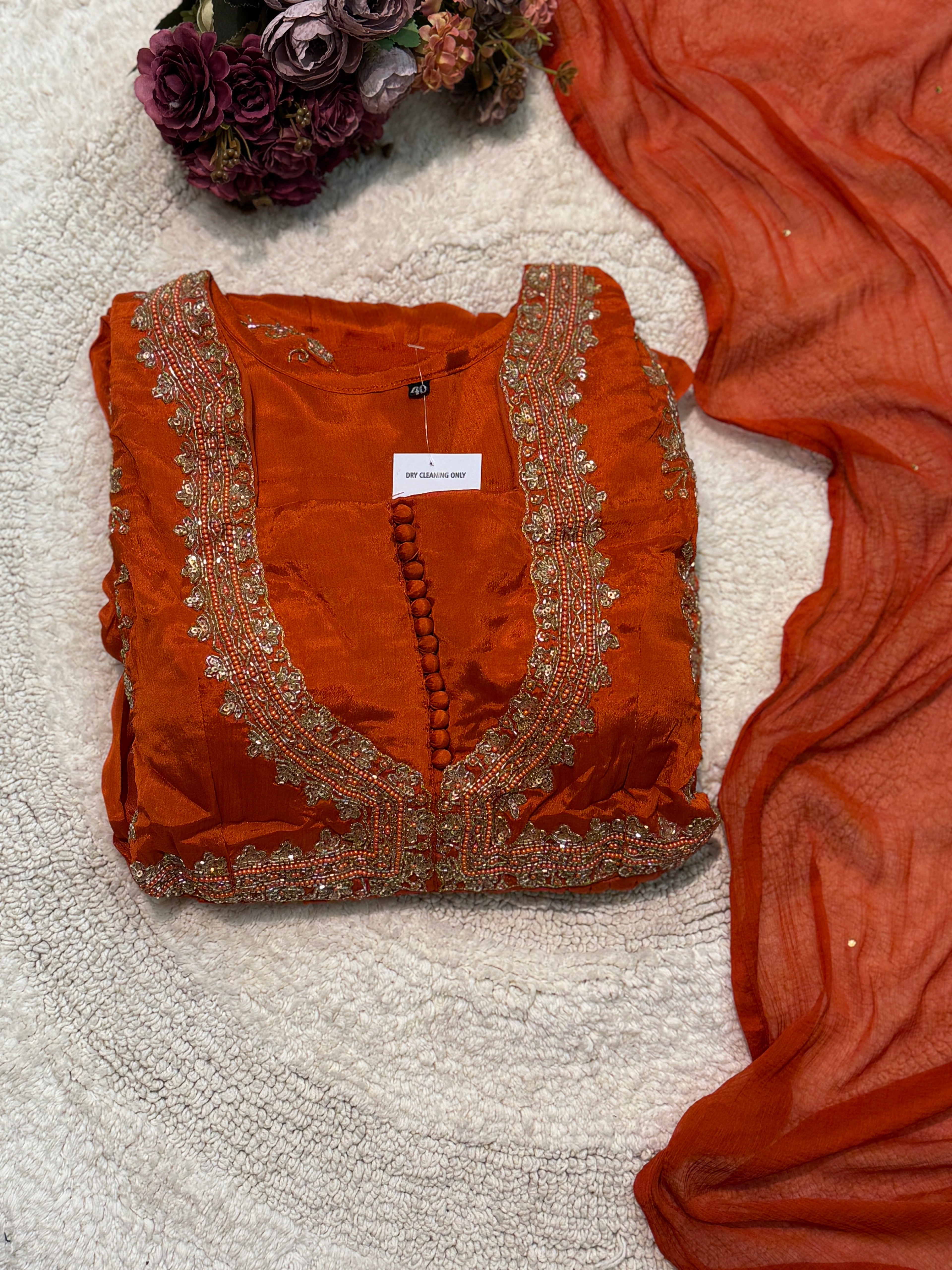 MZ2603-Designer chinnon suit
