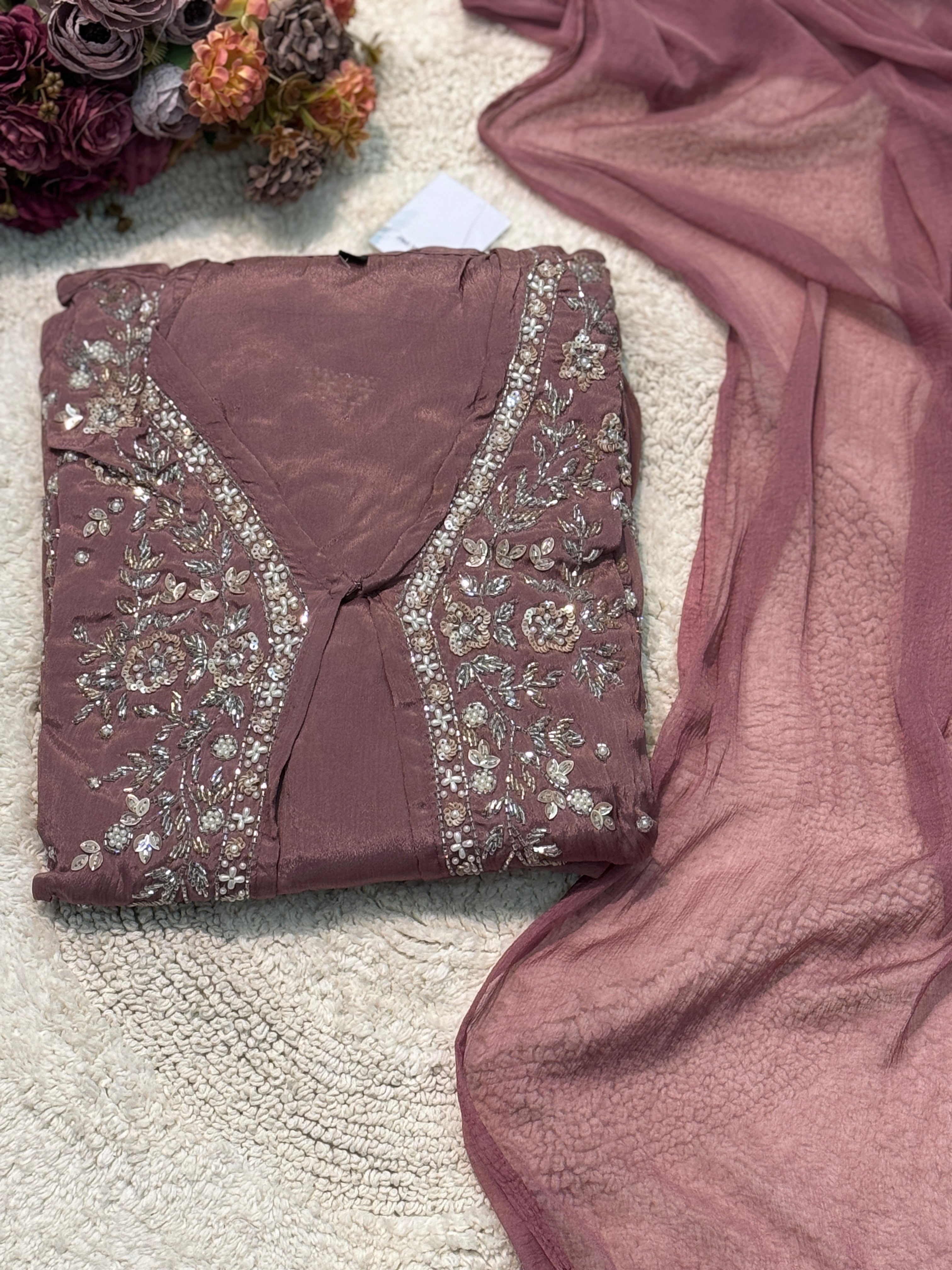 MZ273-Designer chinnon suit