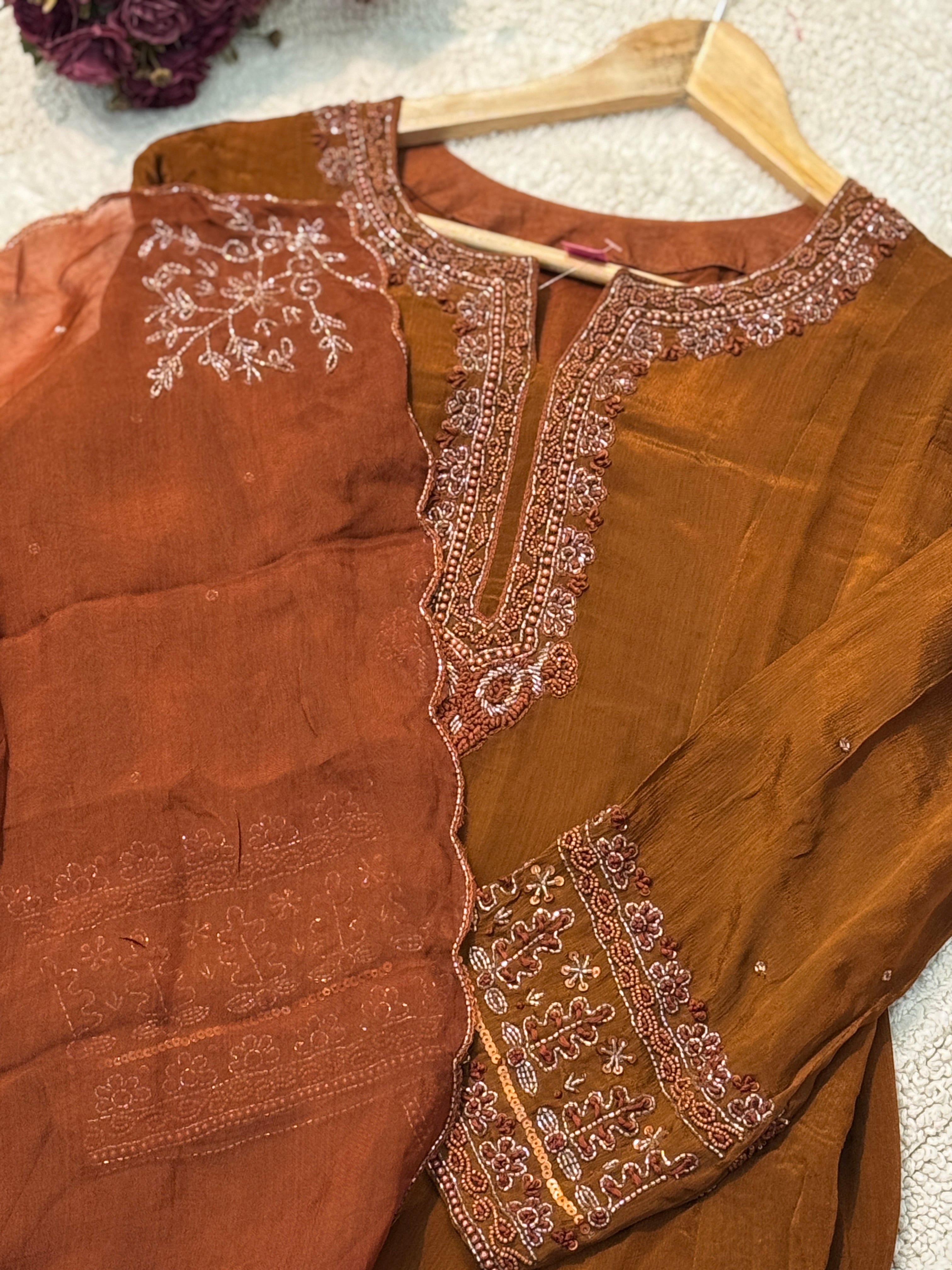 MZ2635-Designer chinnon suit