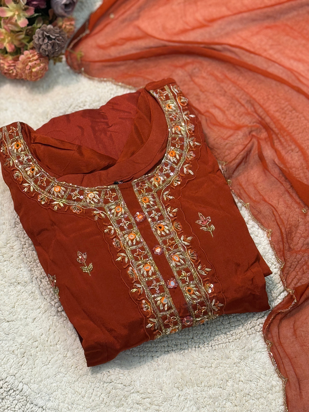 MZ266-Designer chinnon suit