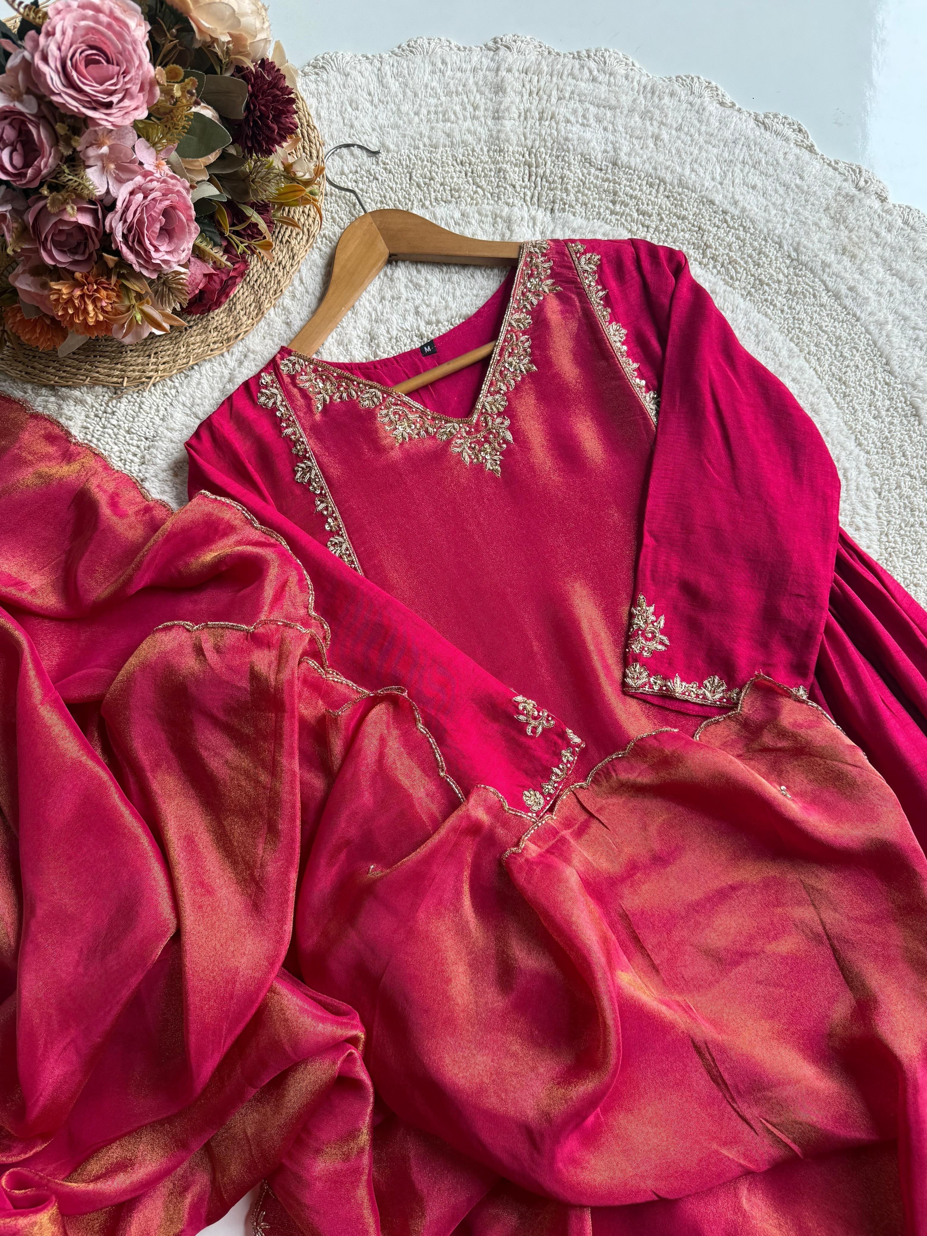 MZ2489- Designer Mulchanderi and tissue mix suit