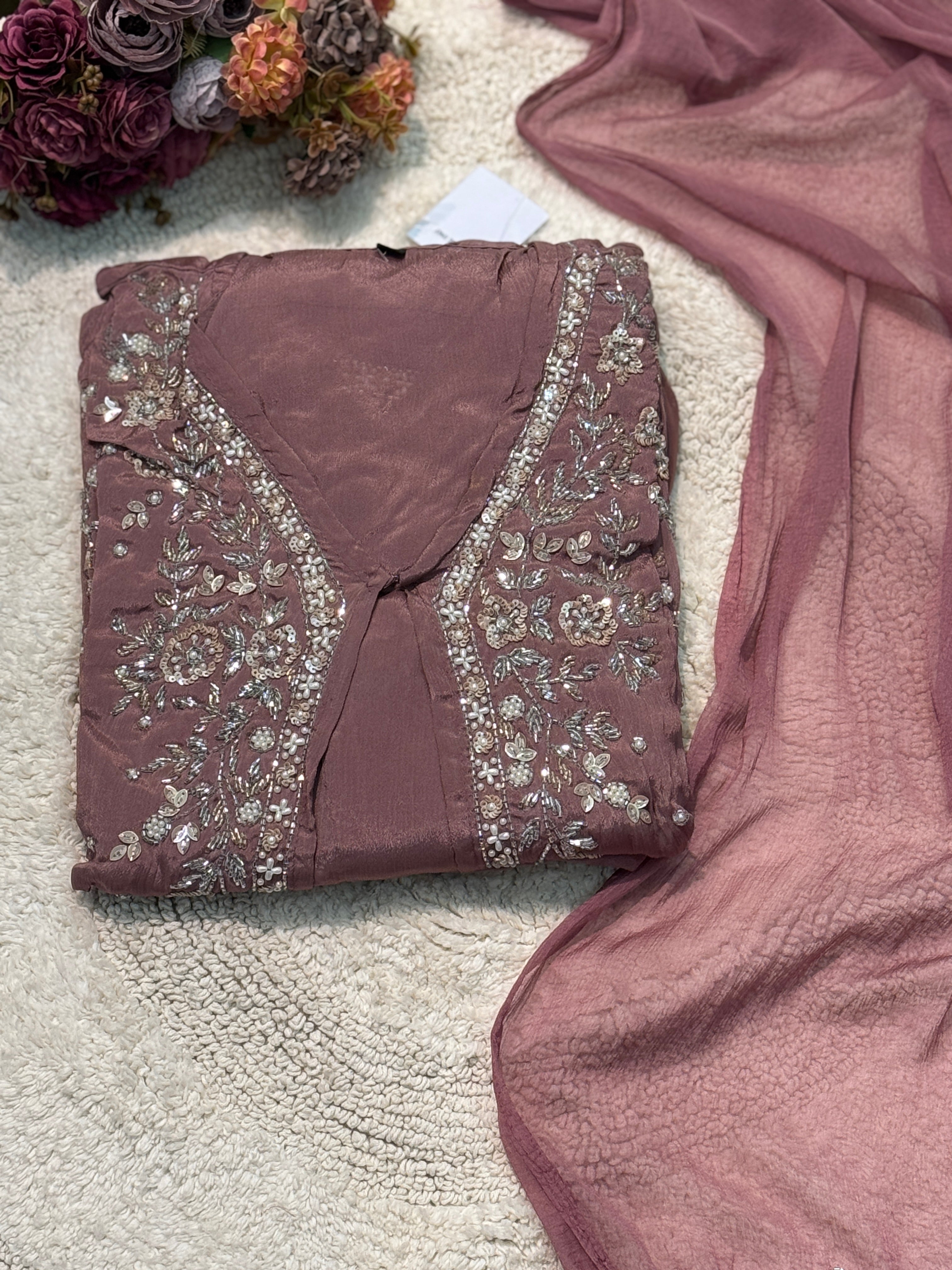 MZ273-Designer chinnon suit