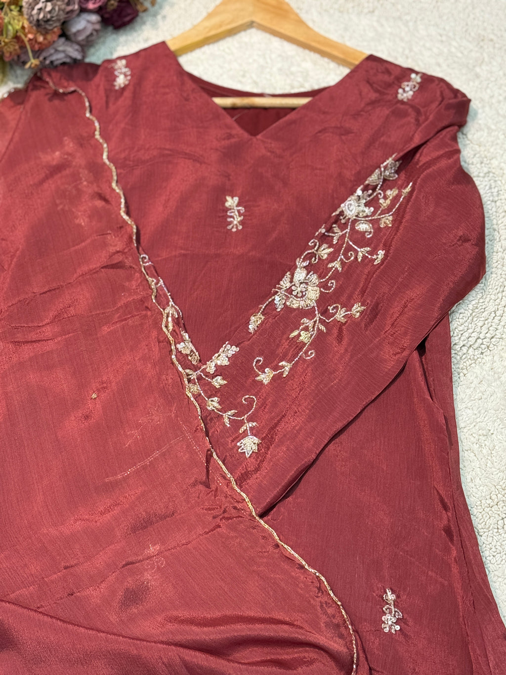 MZ282-Designer chinnon suit