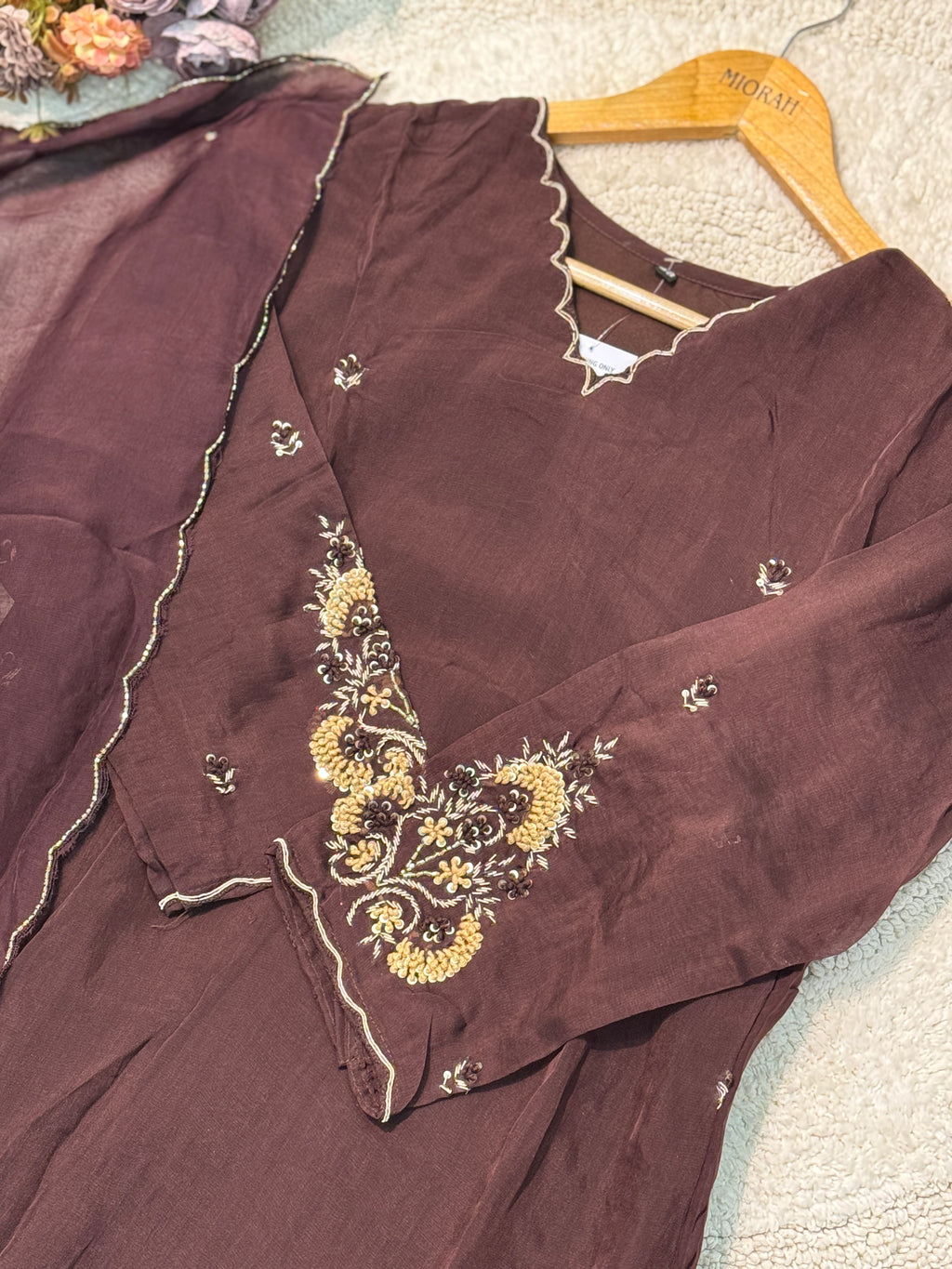 MZ278-Designer Viscos organza suit