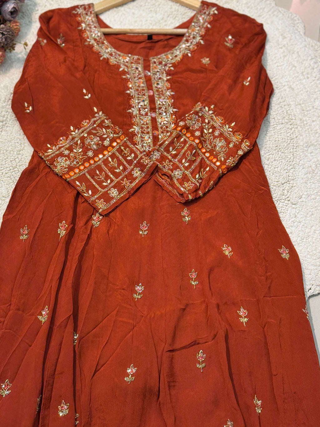 MZ266-Designer chinnon suit
