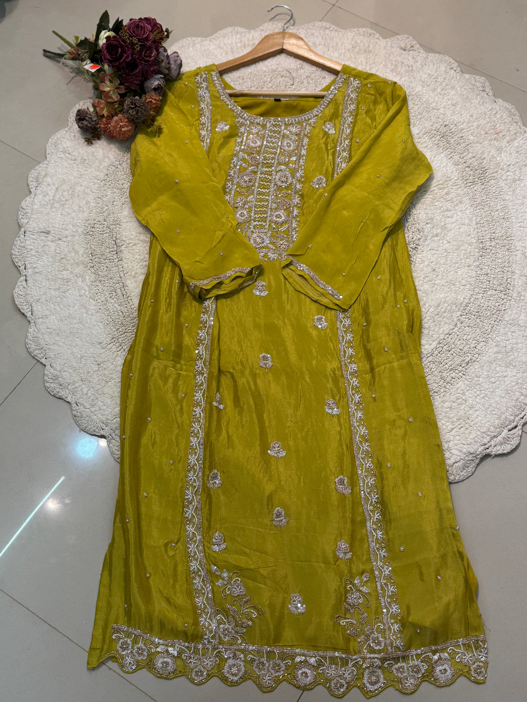 Mz265-Designer chinnon palazo suit