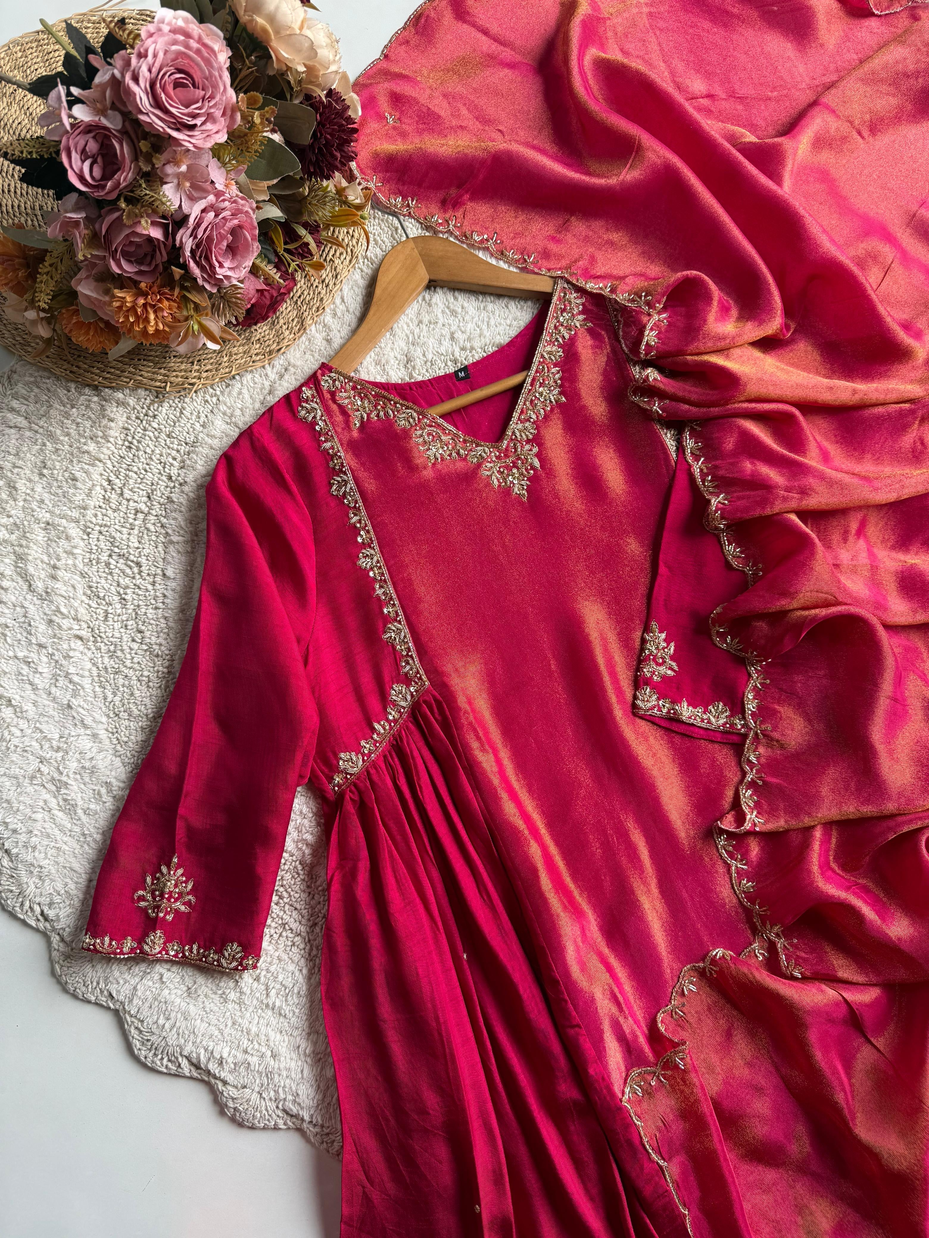 MZ2489- Designer Mulchanderi and tissue mix suit