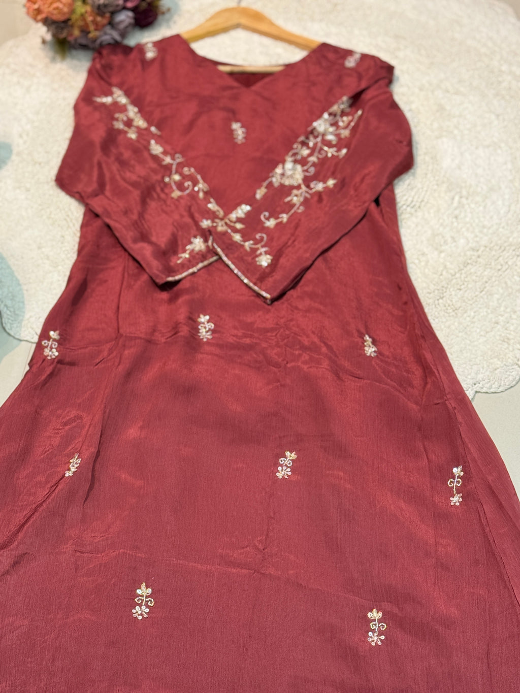 MZ282-Designer chinnon suit