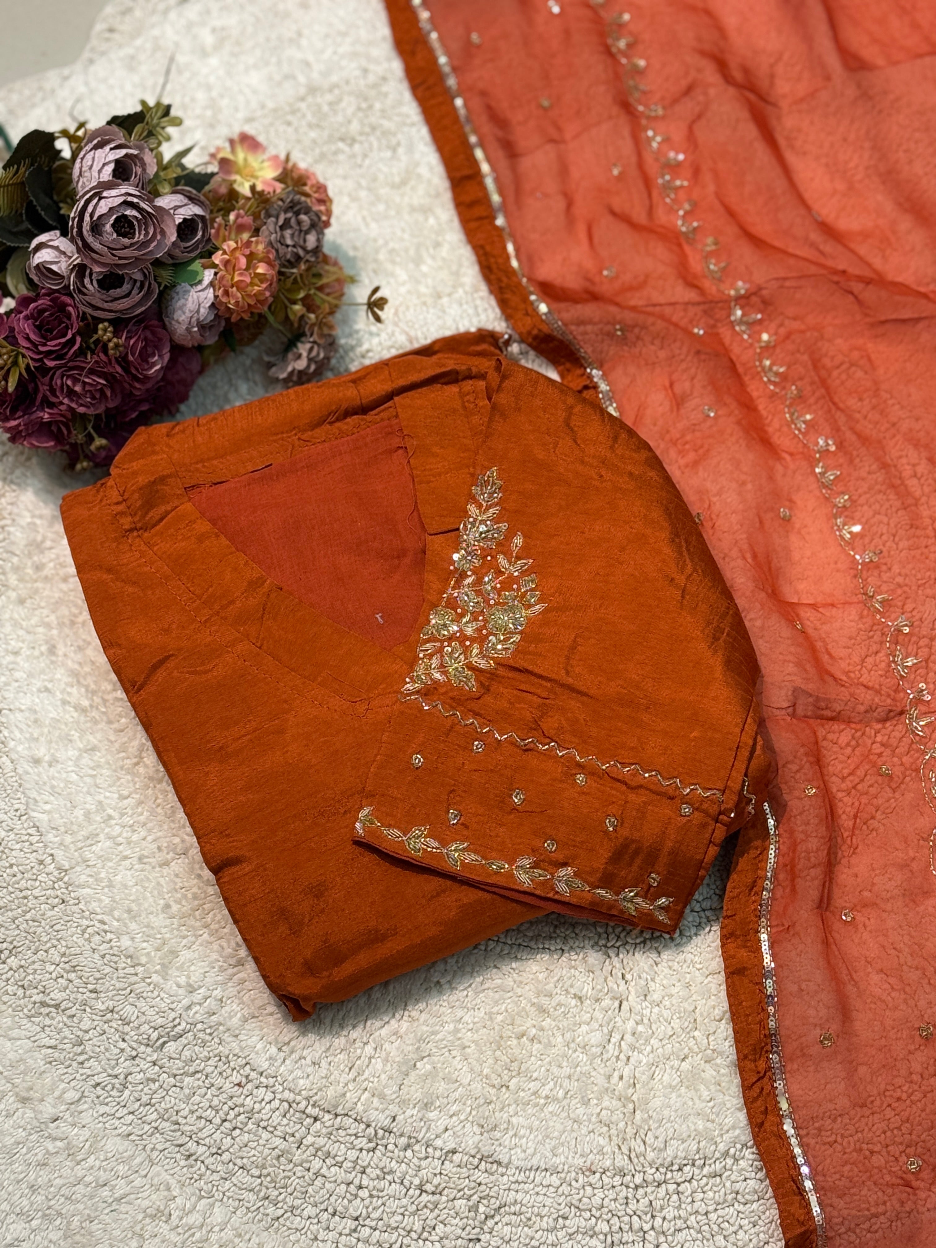 MZ269-Designer dola silk suit