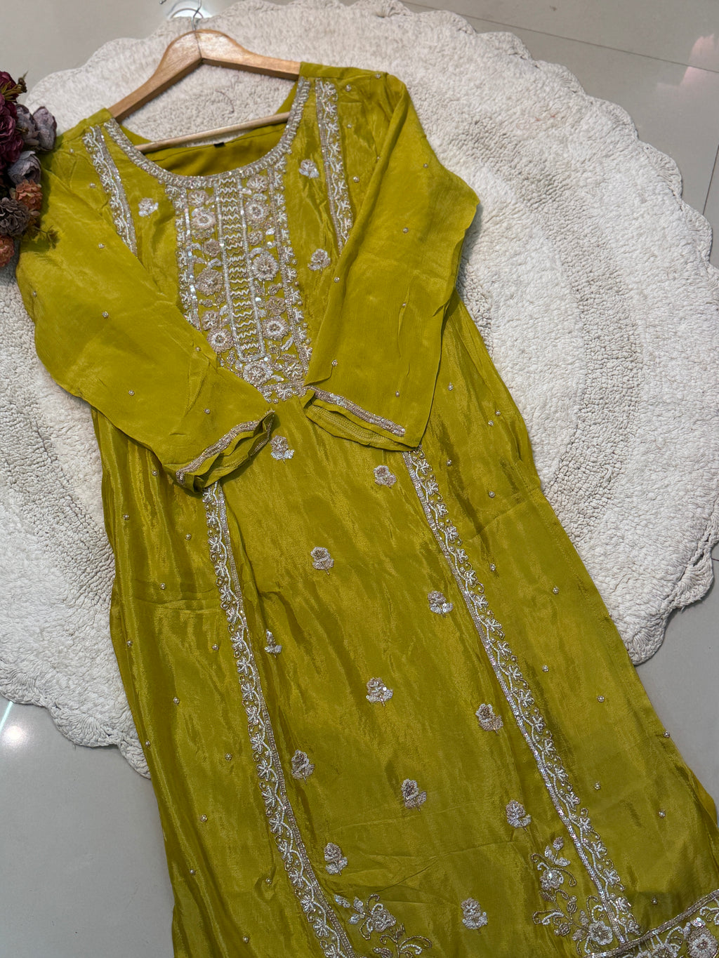 Mz265-Designer chinnon palazo suit