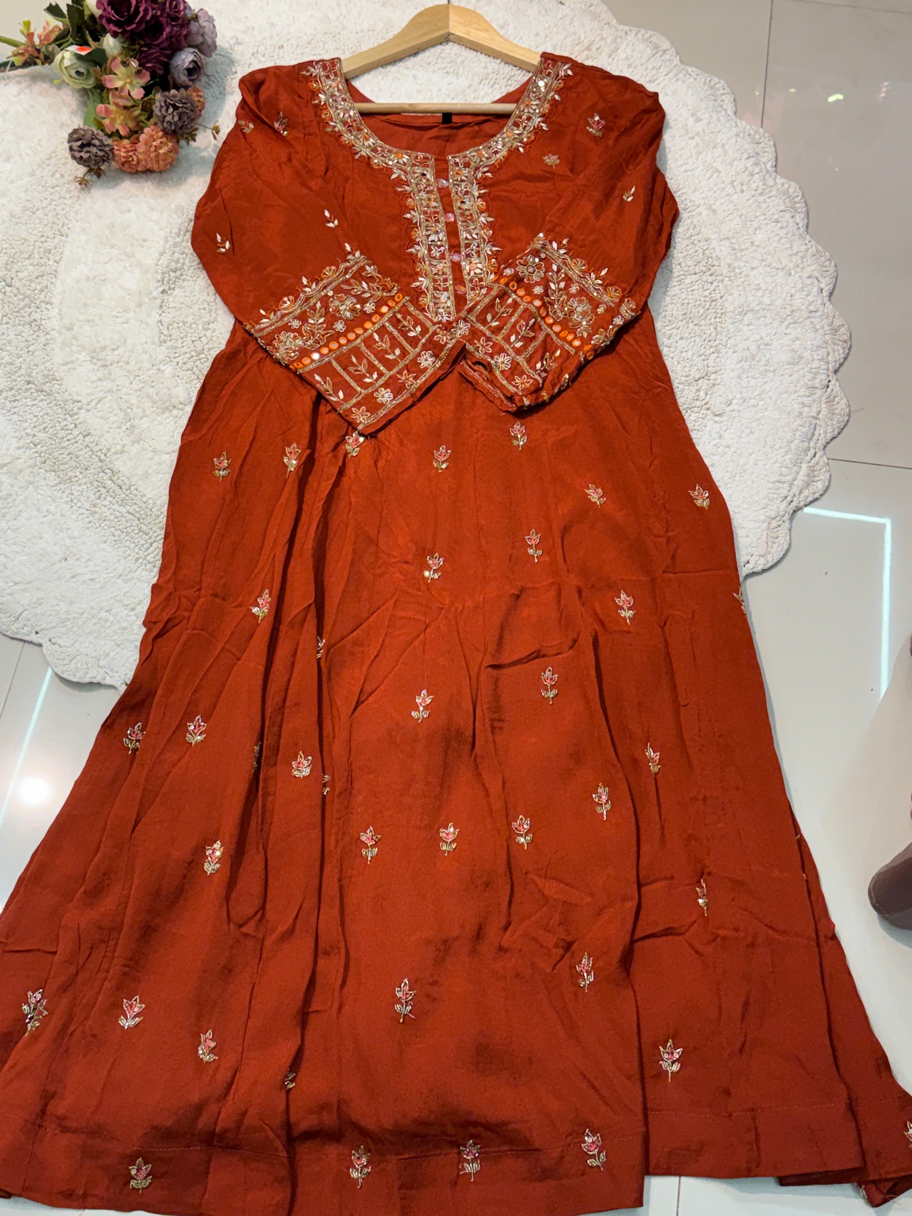 MZ266-Designer chinnon suit