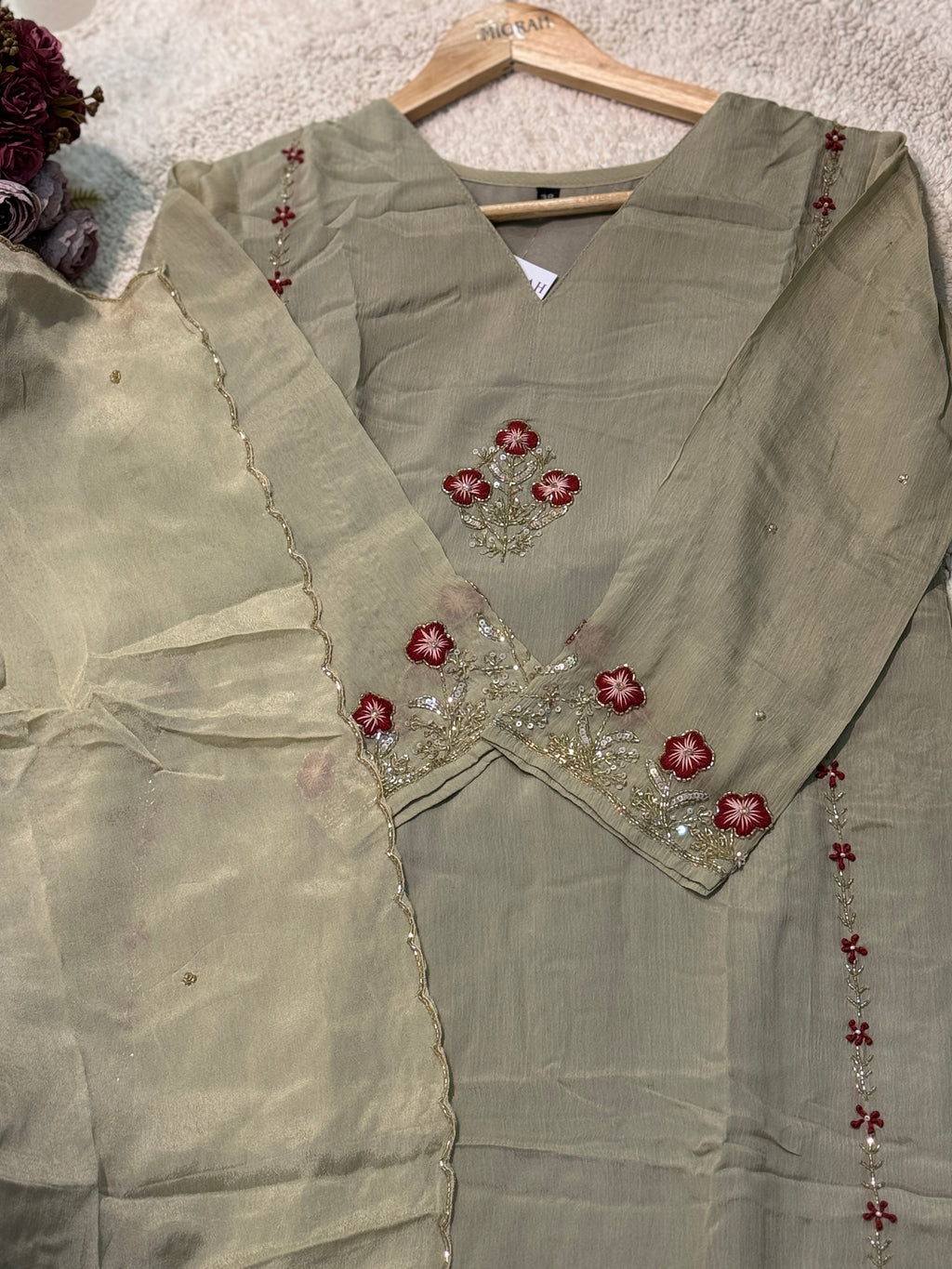 MZ257-Designer chinnon suit