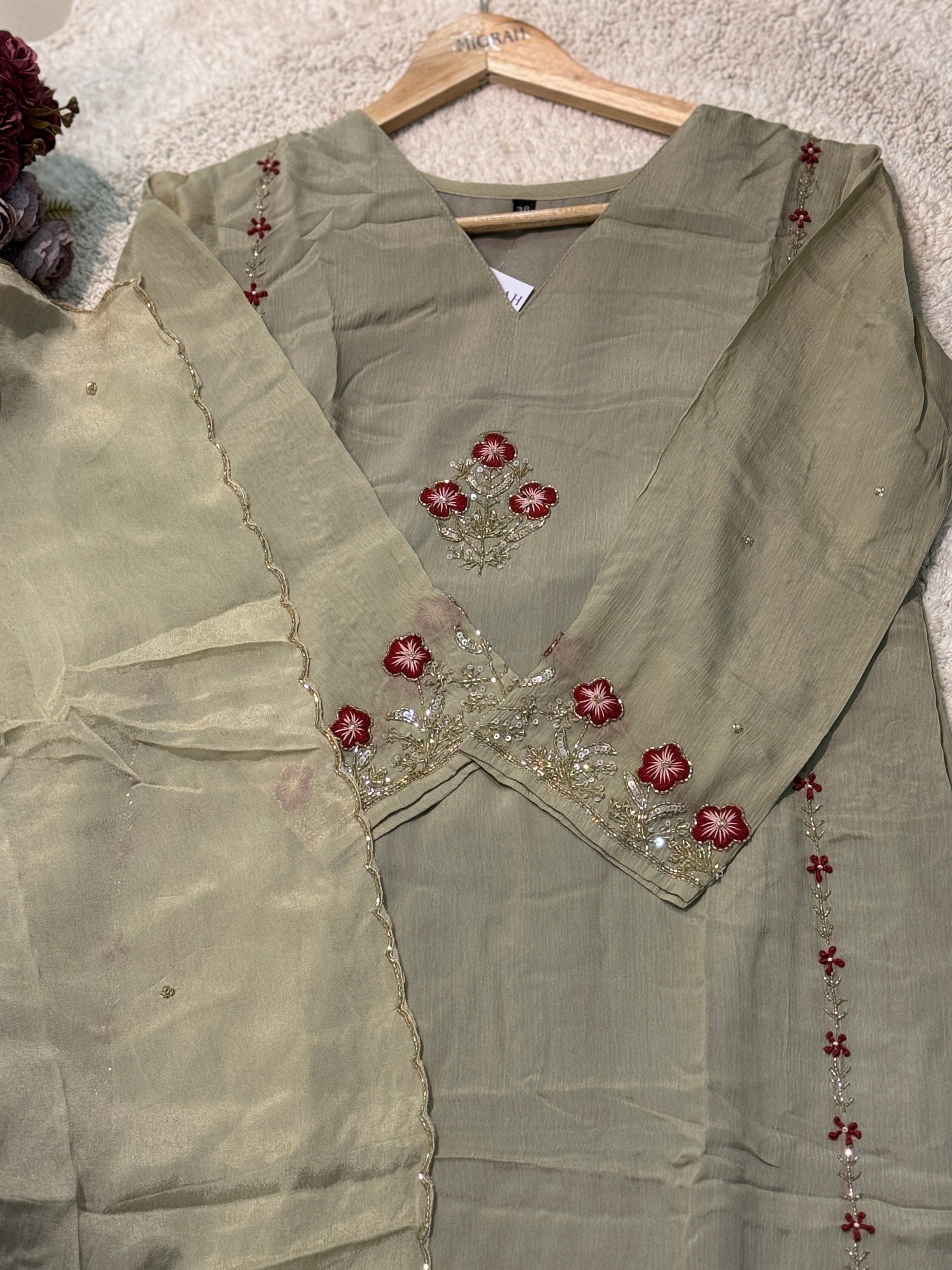 MZ257-Designer chinnon suit