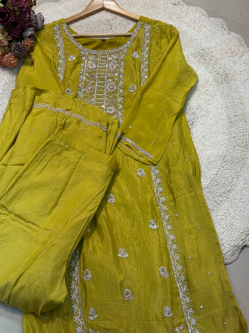 Mz265-Designer chinnon palazo suit