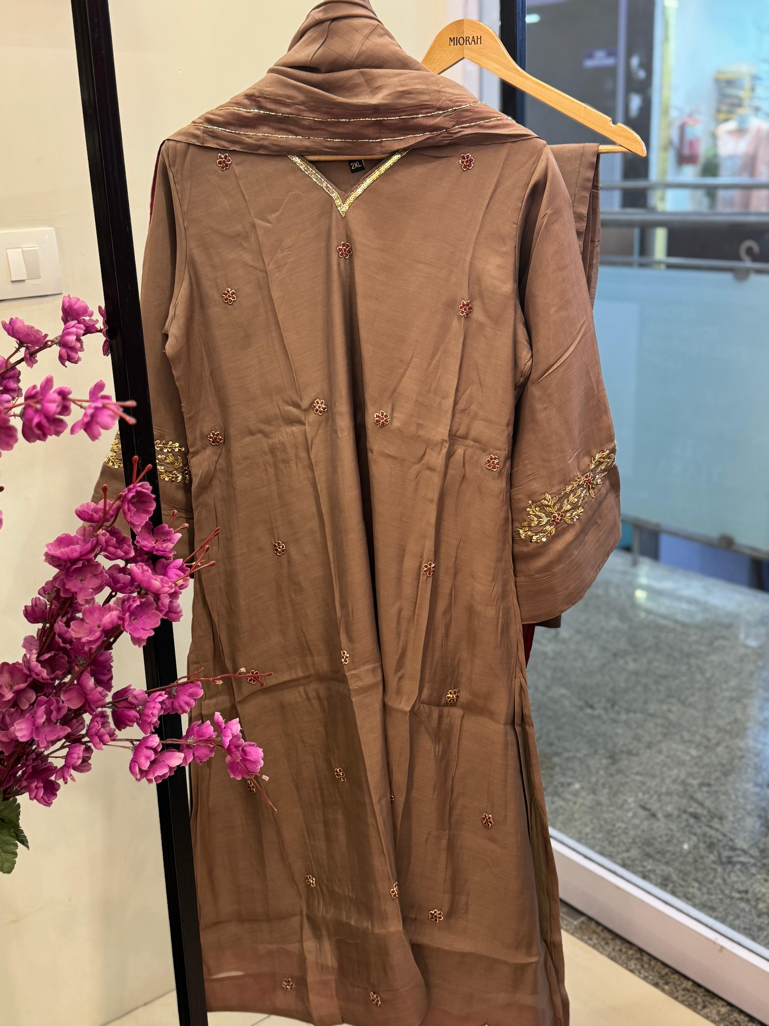 Mul chanderi Handwork suits