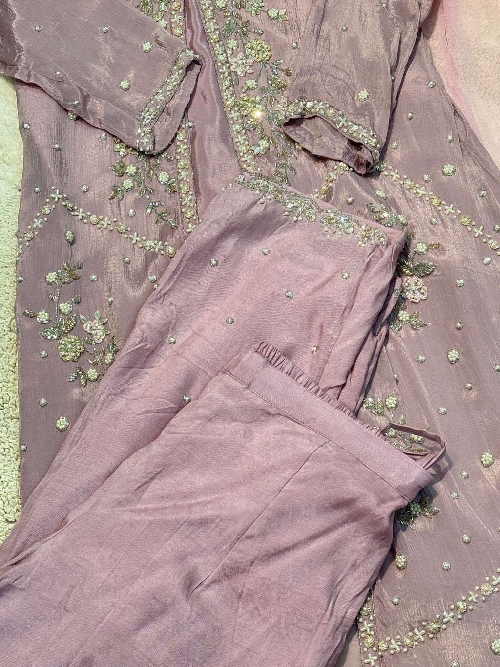 Premium heavy handwork overcoat inner with pant and dupatta