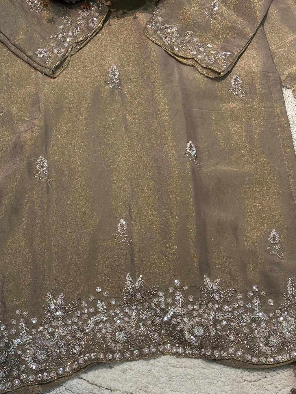 Premium tissue heavy handworked kurta with palazzo pant and dupatta