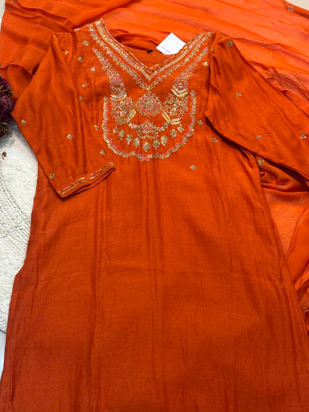 Premium mul chanderi side cut kurta with palazzo pants and duppatta