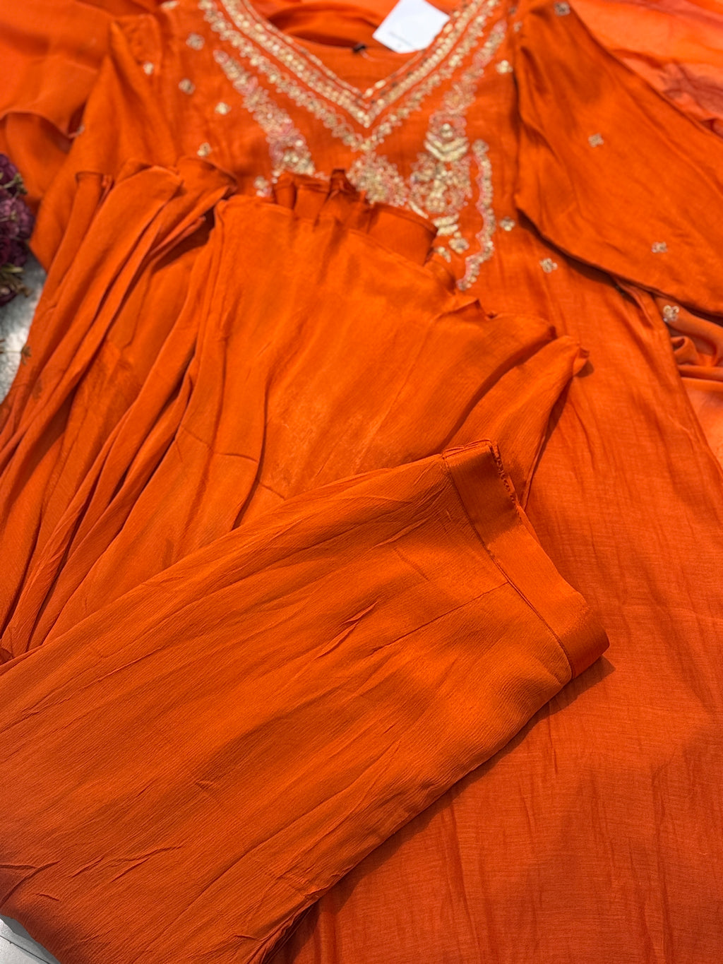 Premium mul chanderi side cut kurta with palazzo pants and duppatta
