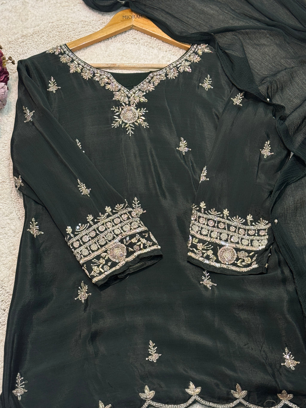 Premium chinon kurta with palazzo pant and dupatta