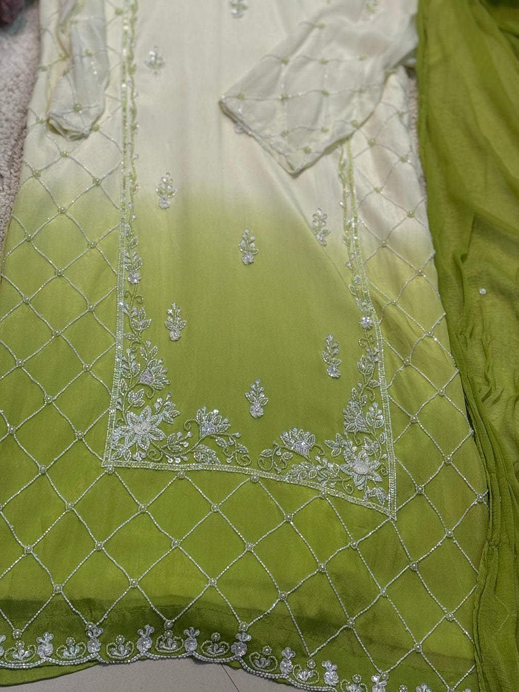 Premium chiffon heavy party wear with palazzo pants and dupatta