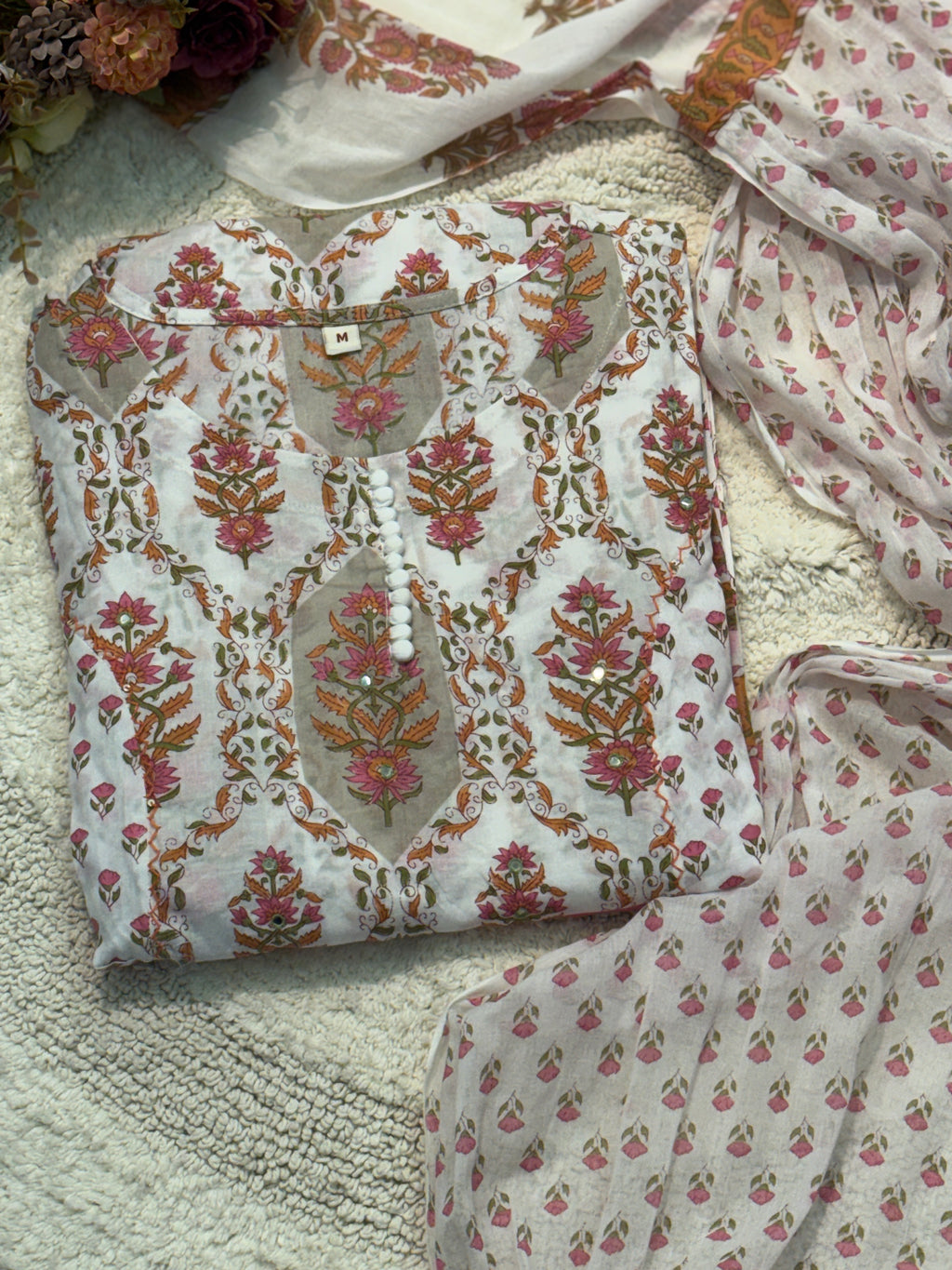 Cotton anarkali with pant and dupatta