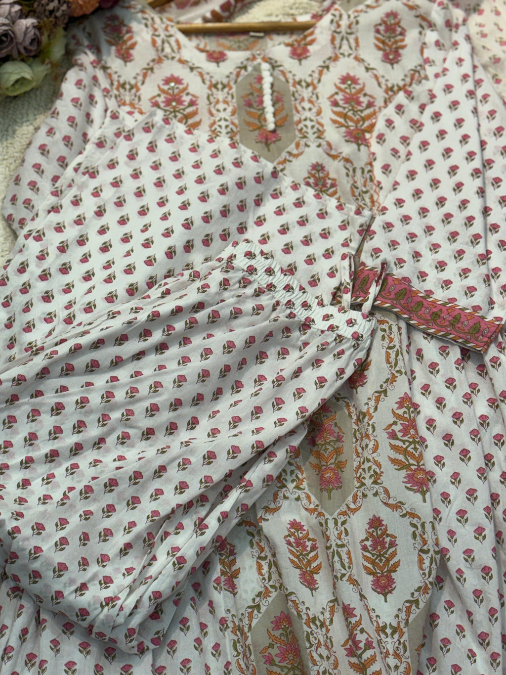 Cotton anarkali with pant and dupatta