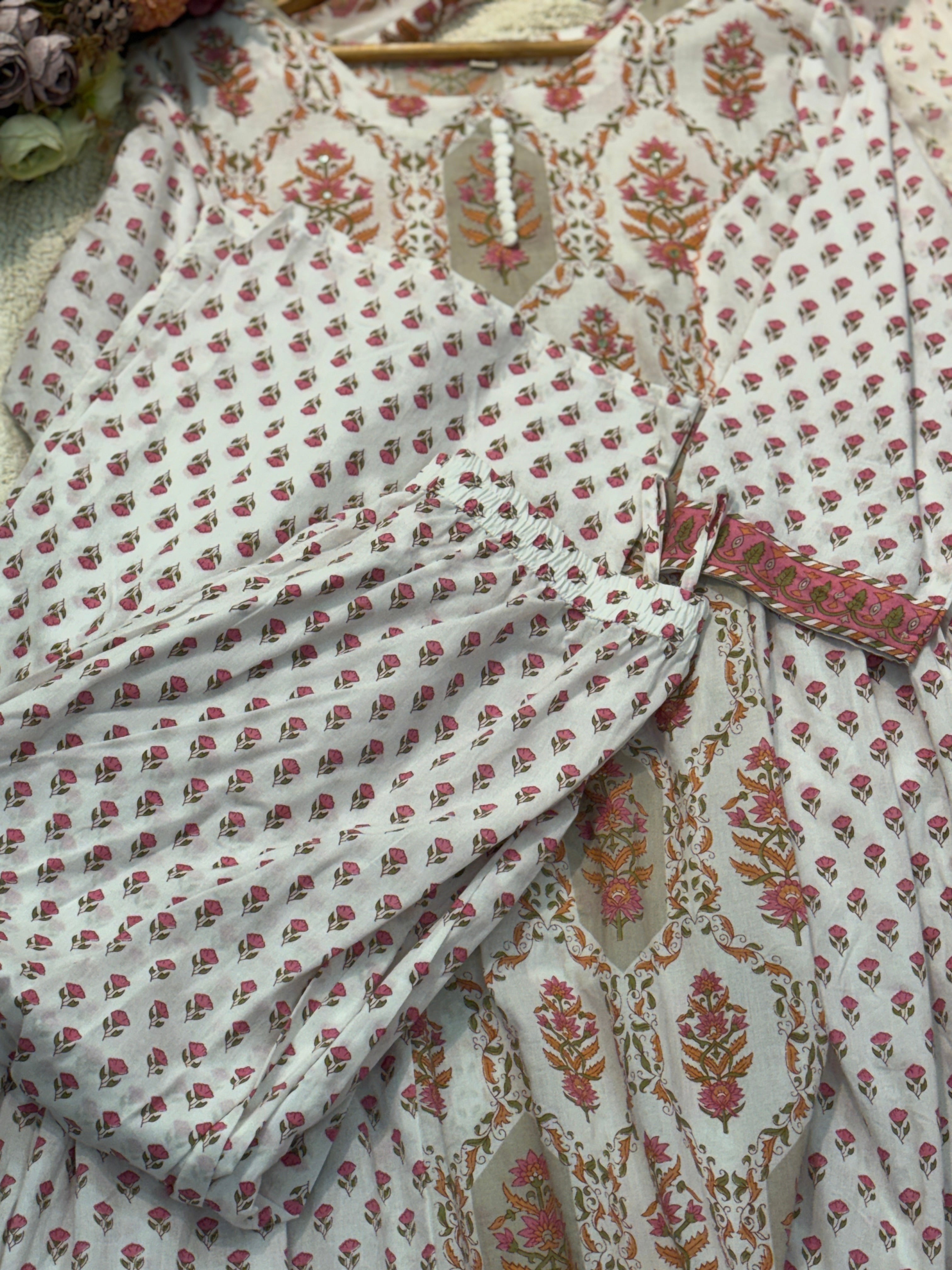 Cotton anarkali with pant and dupatta