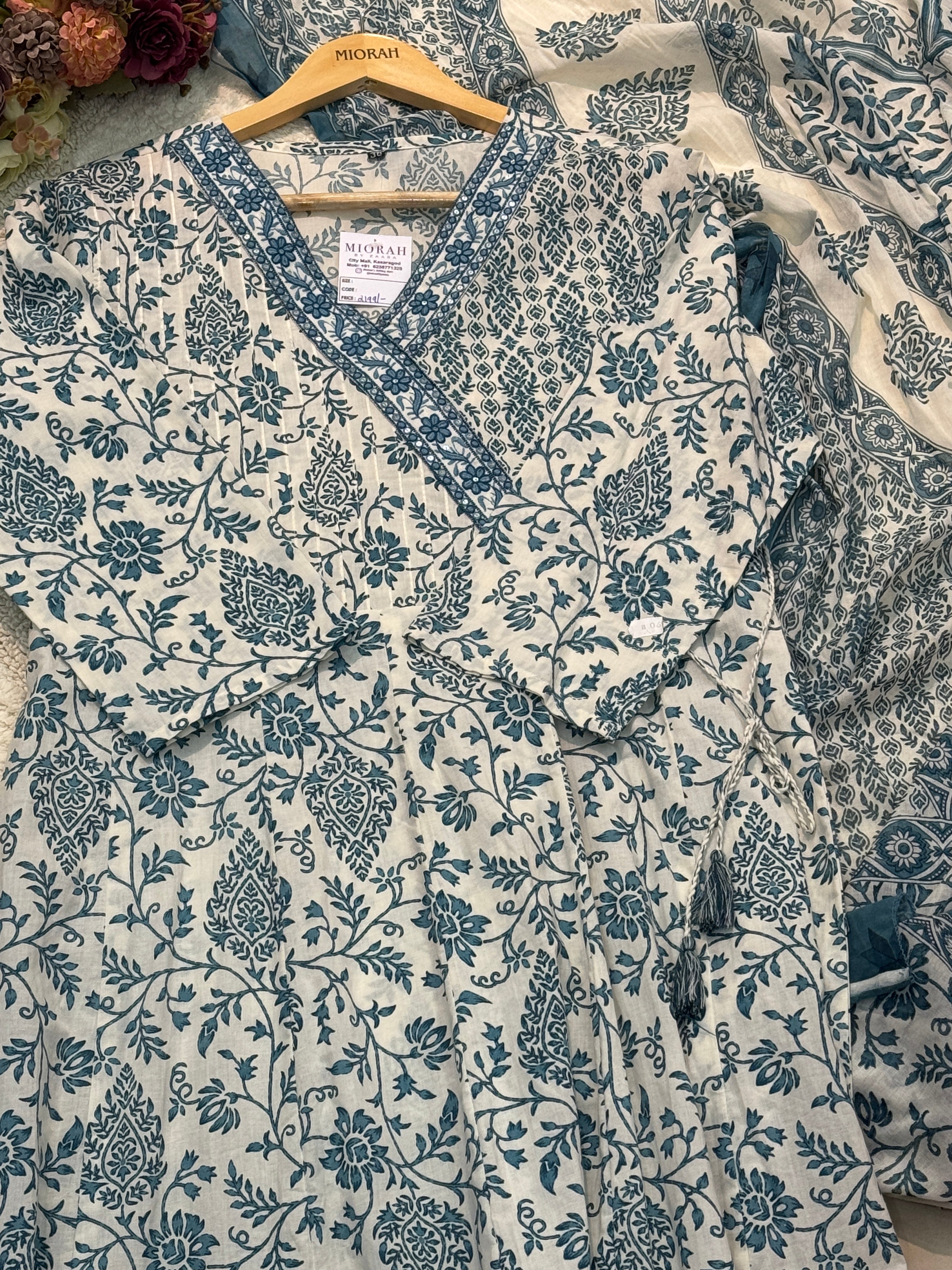 Cotton anarkali with pant and dupatta