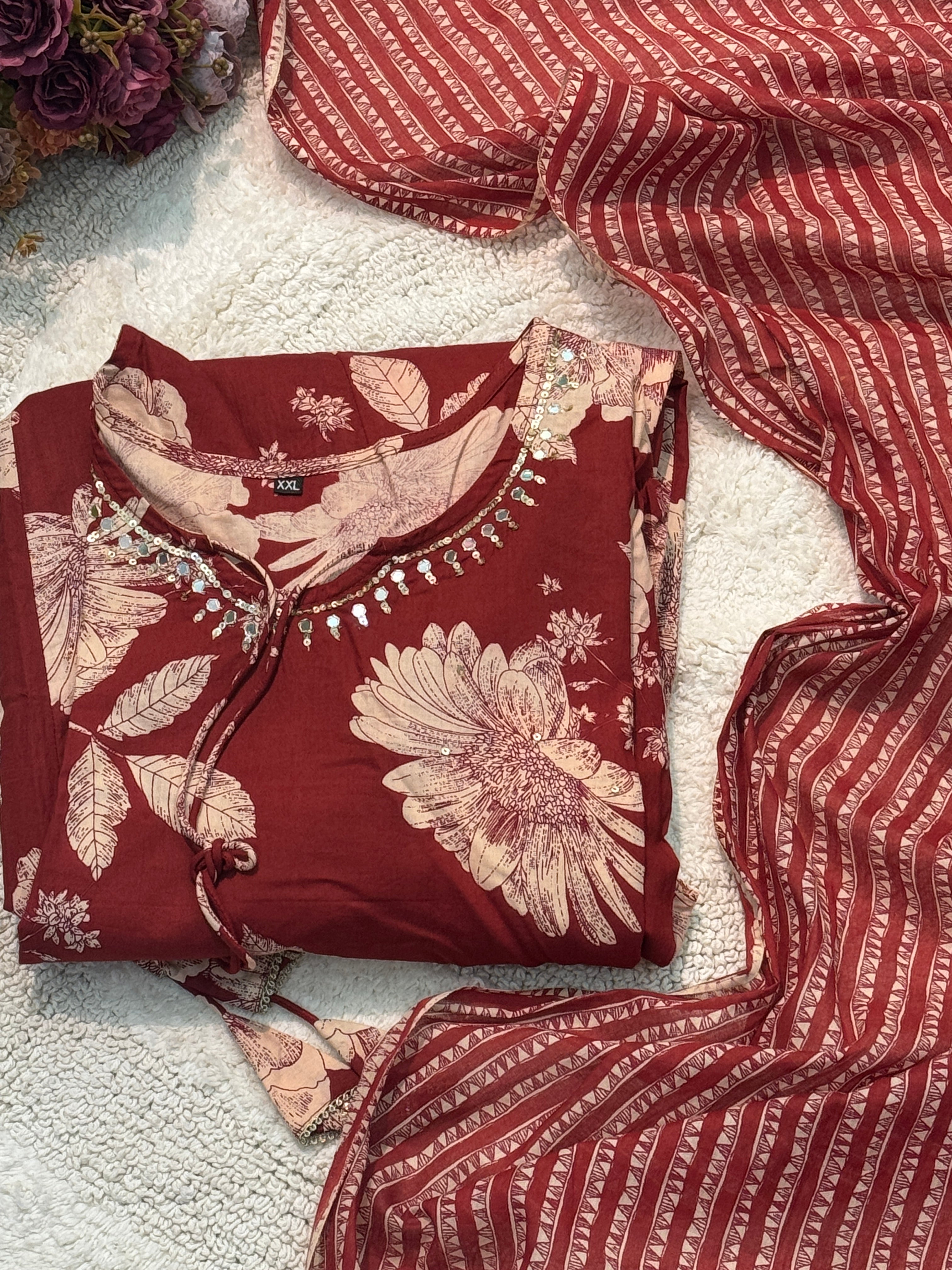Cotton anarkali with pant and duppatta