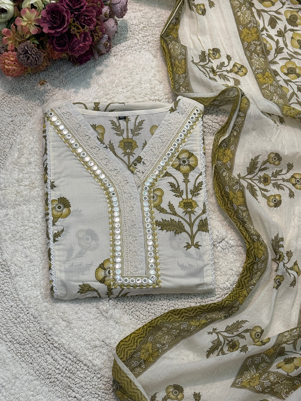 Cotton anarkali with pant and dupatta