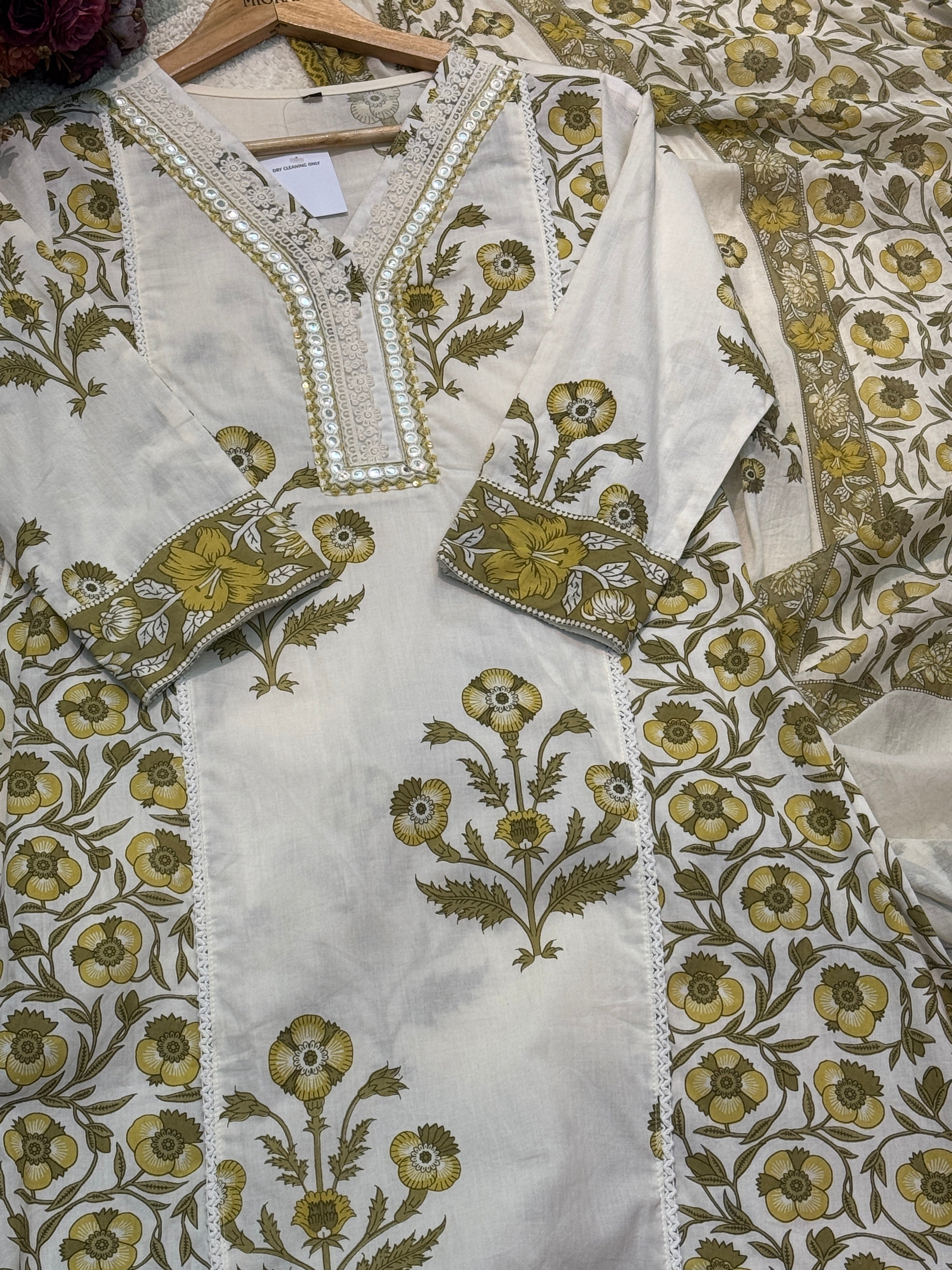 Cotton anarkali with pant and dupatta