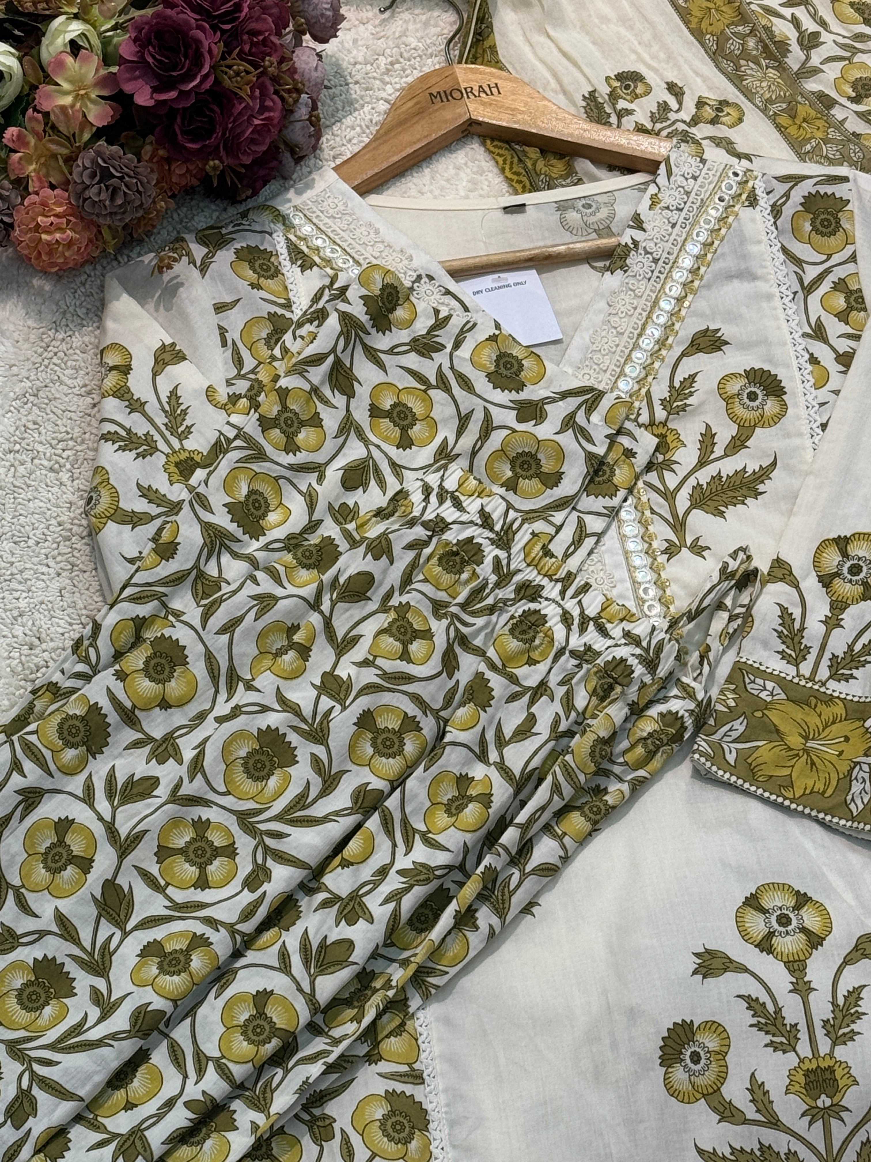 Cotton anarkali with pant and dupatta