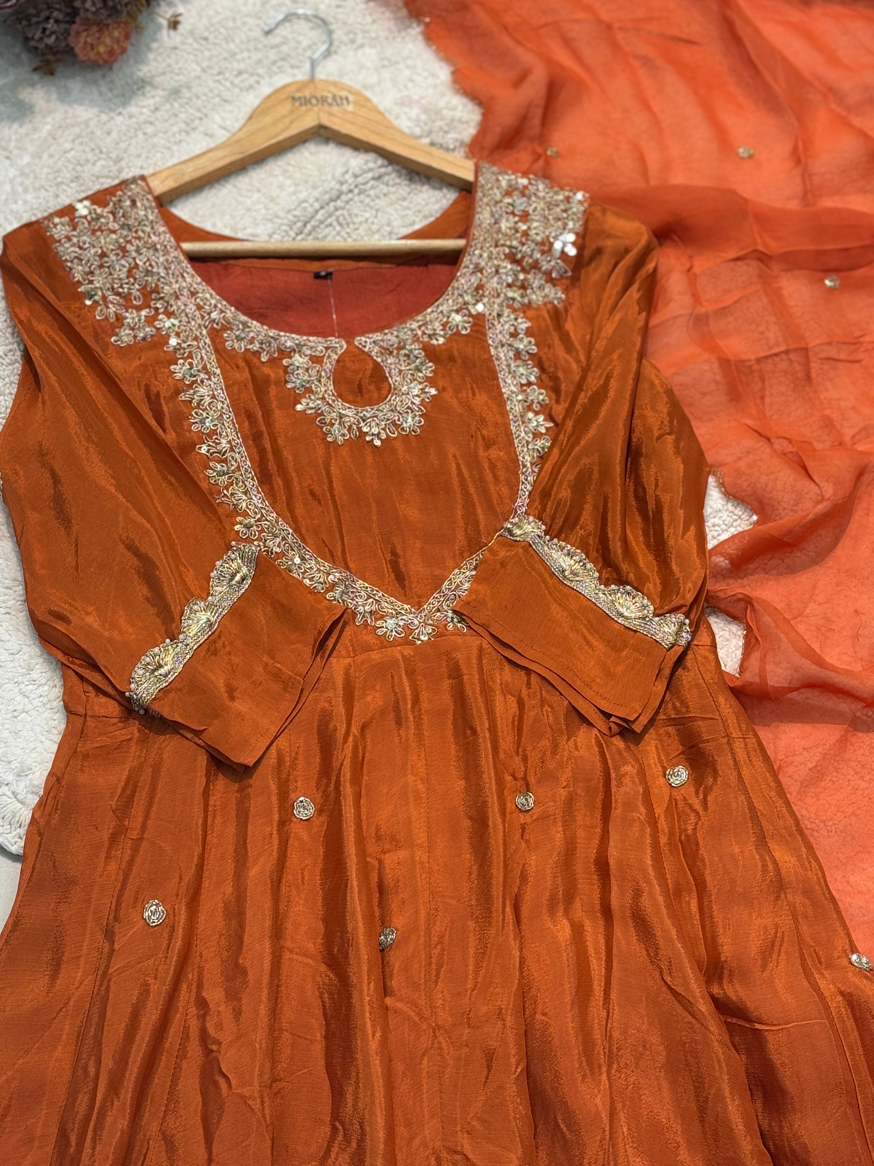 Premium chinnon handworked aline suits